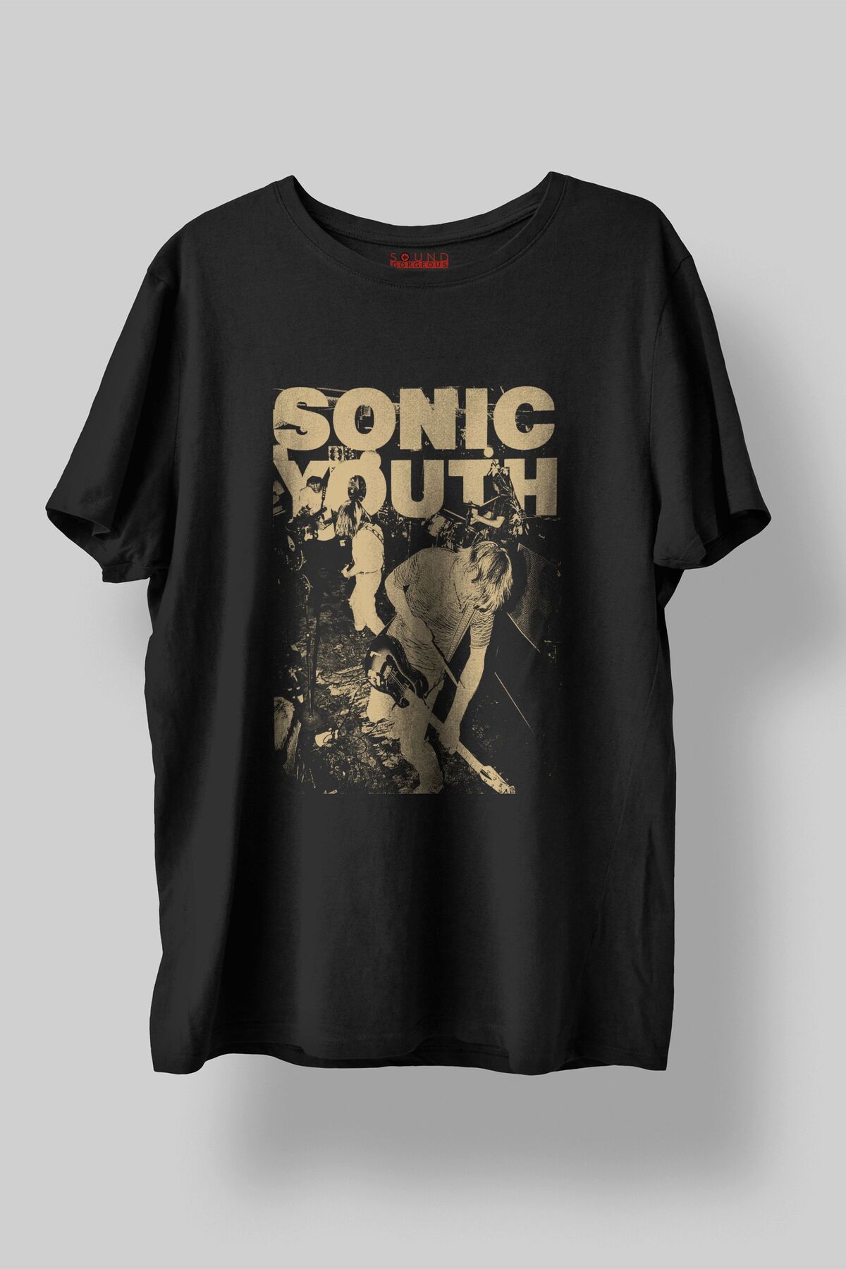 Sound Gorgeous Sonic Youth Baskılı Regular Fit Unisex Siyah T-Shirt %100 Pamuk No:553