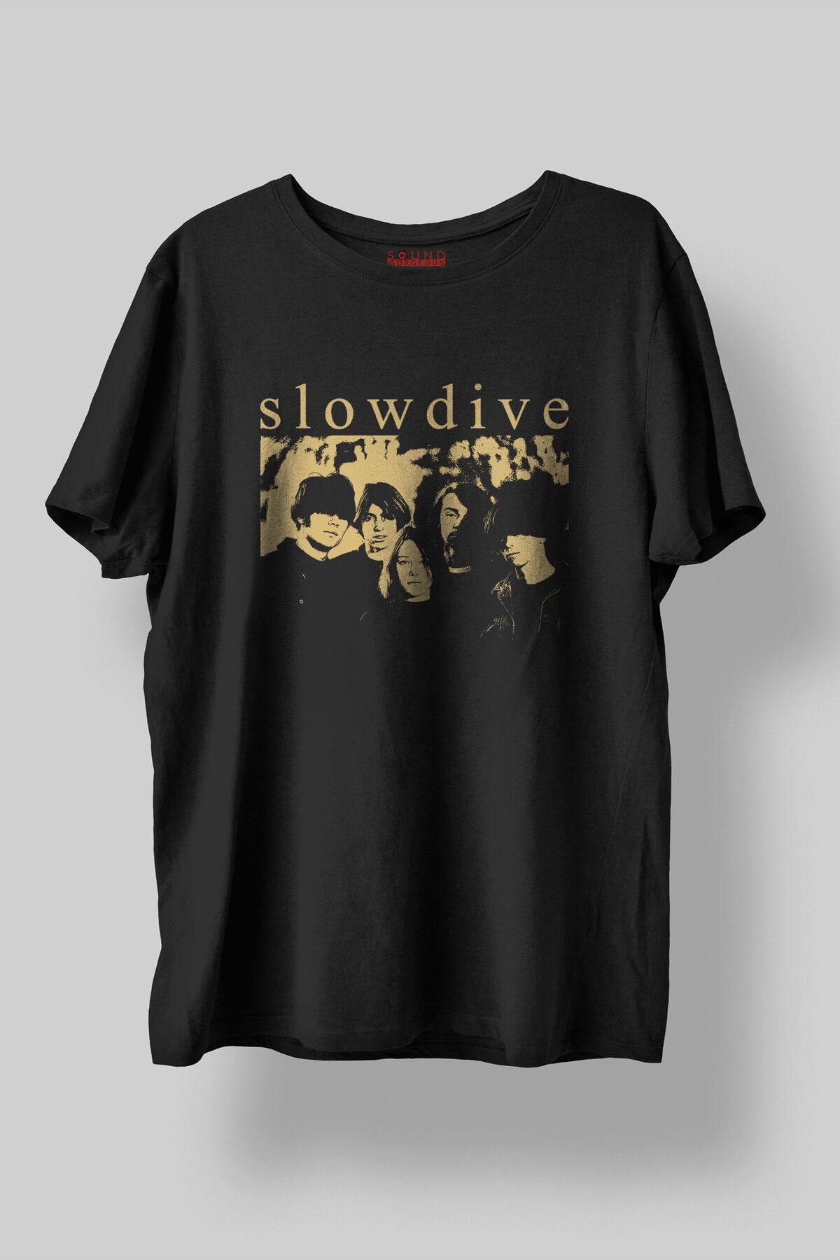 Sound Gorgeous Slowdive Baskılı Regular Fit Unisex Siyah T-Shirt %100 Pamuk No:537