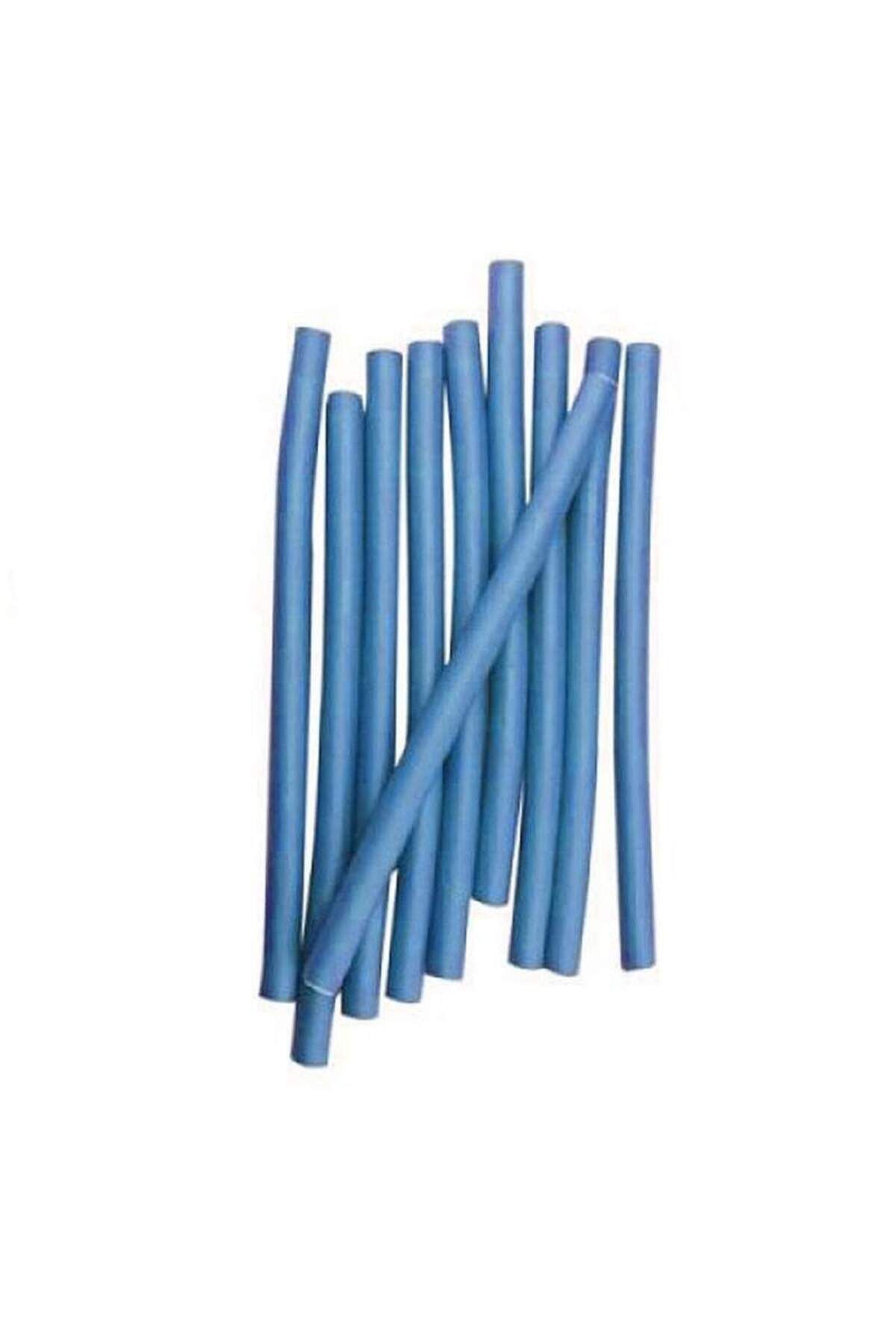 SIKS-Set de 10 bigudiuri SIKS, aplicare pe păr ud/uscat, flexibile, numărul 5, culoare albastru 3
