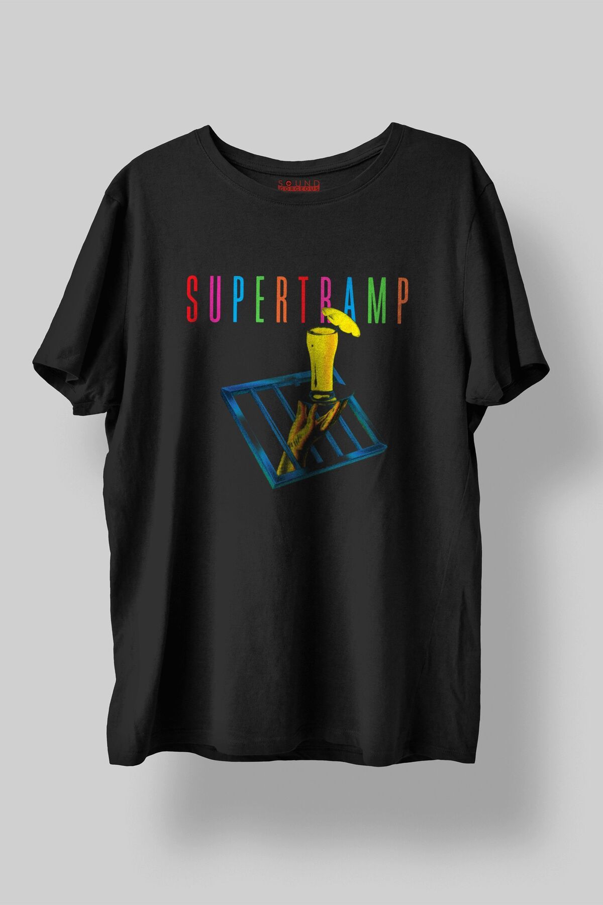 Sound Gorgeous Supertramp Baskılı Regular Fit Unisex Siyah T-Shirt %100 Pamuk No:584