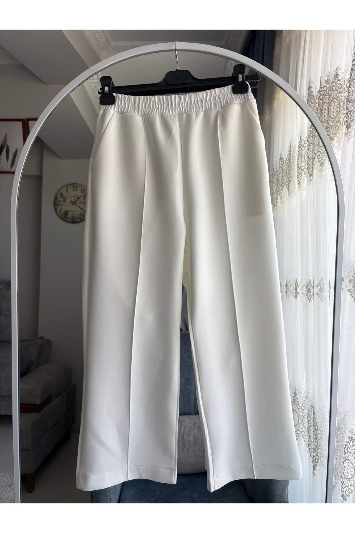 MODA EGE  Bol Paça Çımalı Scuba Pantolon - Görsel 2