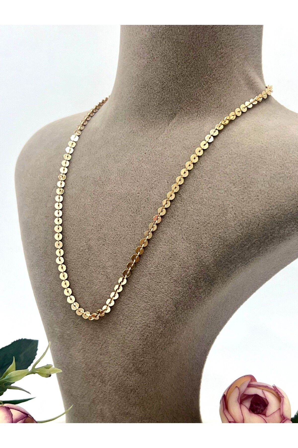masal takı&aksesuar XUPING Parlak Pullu Çelik Kolye (18K Rose/45cm)