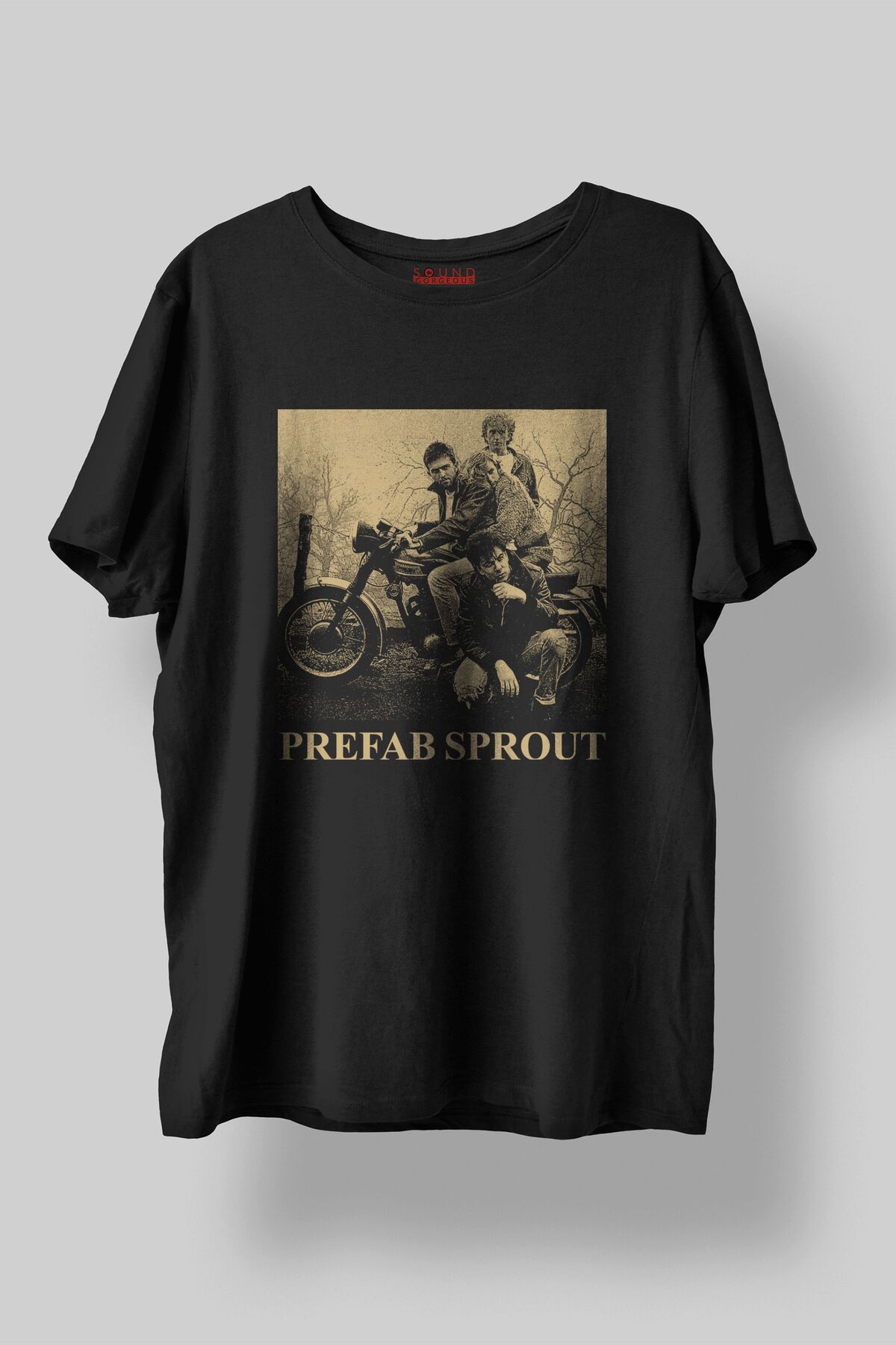 Sound Gorgeous Prefab Sprout Baskılı Regular Fit Unisex Siyah T-Shirt %100 Pamuk No:441