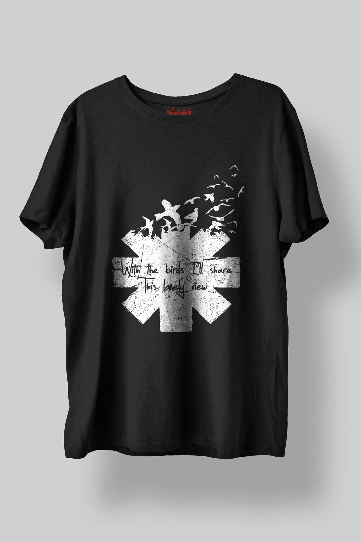Sound Gorgeous Red Hot Chili Peppers Baskılı Regular Fit Unisex Siyah T-Shirt %100 Pamuk No:470