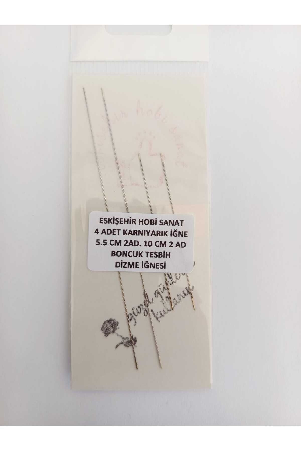 Eskişehir hobi sanat 5.5 Cm 10 cm 4 Adet Karnıyarık iğne Miyuki Boncuk Tesbih Tanesi imame Geçirme iğnesi