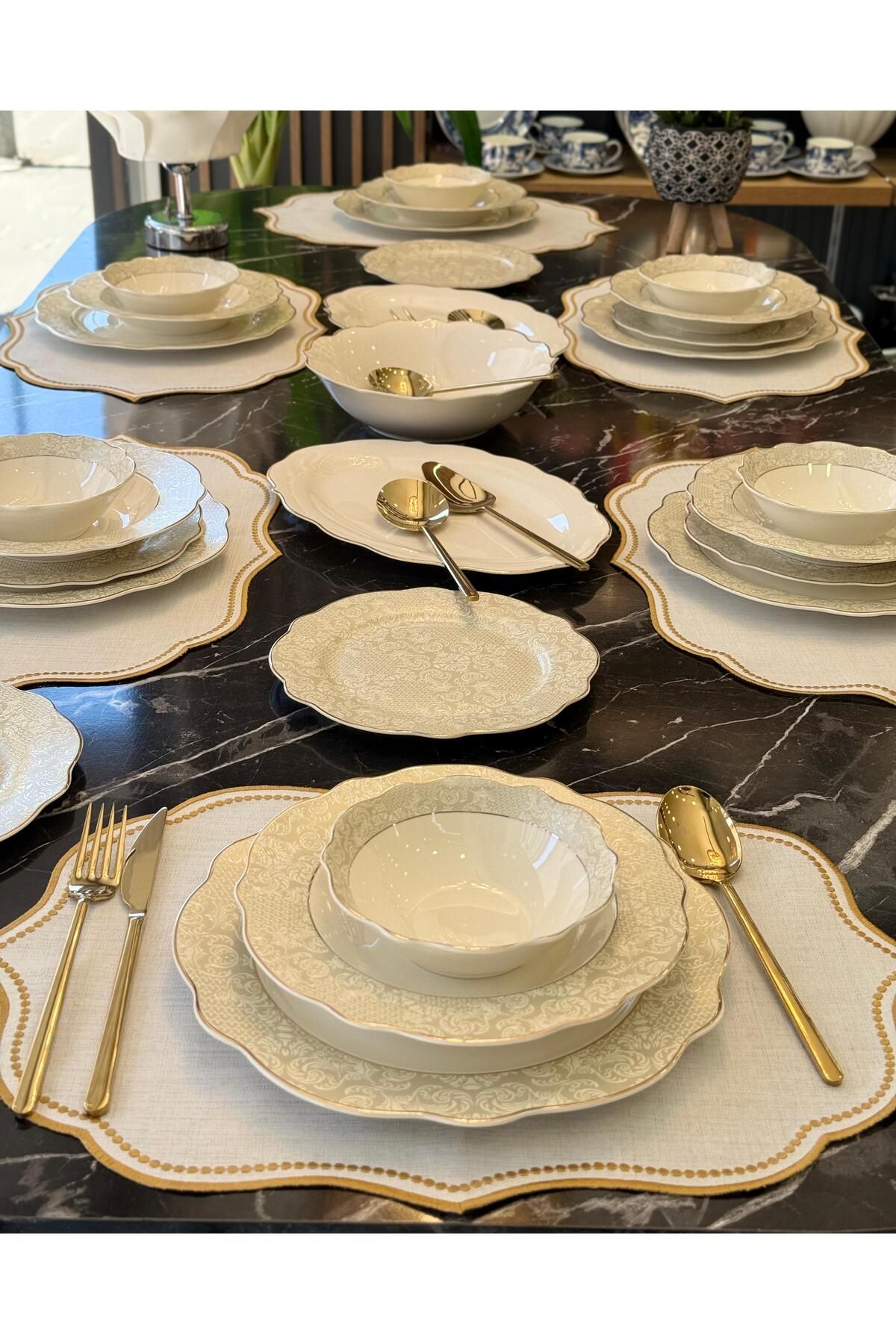 Onedekor 24 Parça Porselen Golden Grace Yemek Takımı