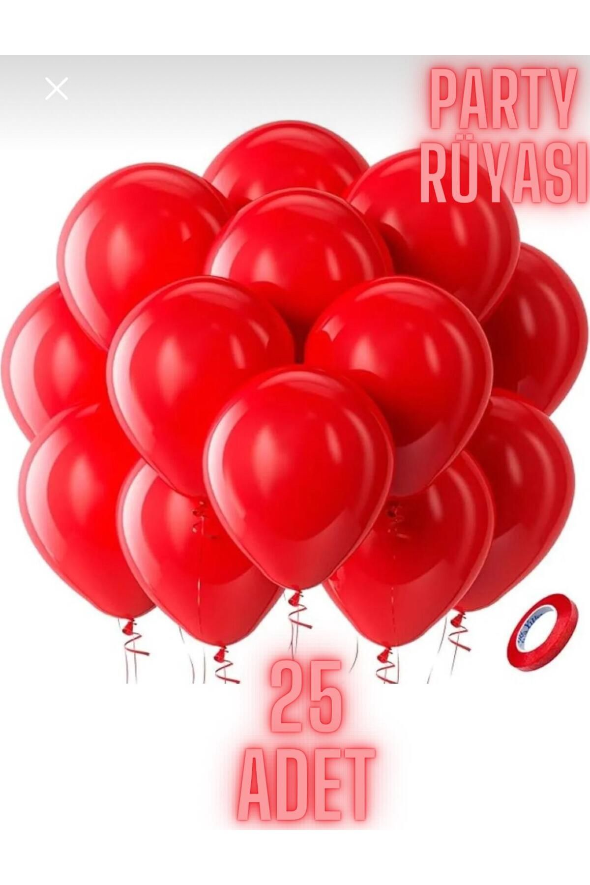 partyrüyası 25 Adet Kırmızı Metalik Balon 12 Inç Metalik Ekstra Parlak Renk