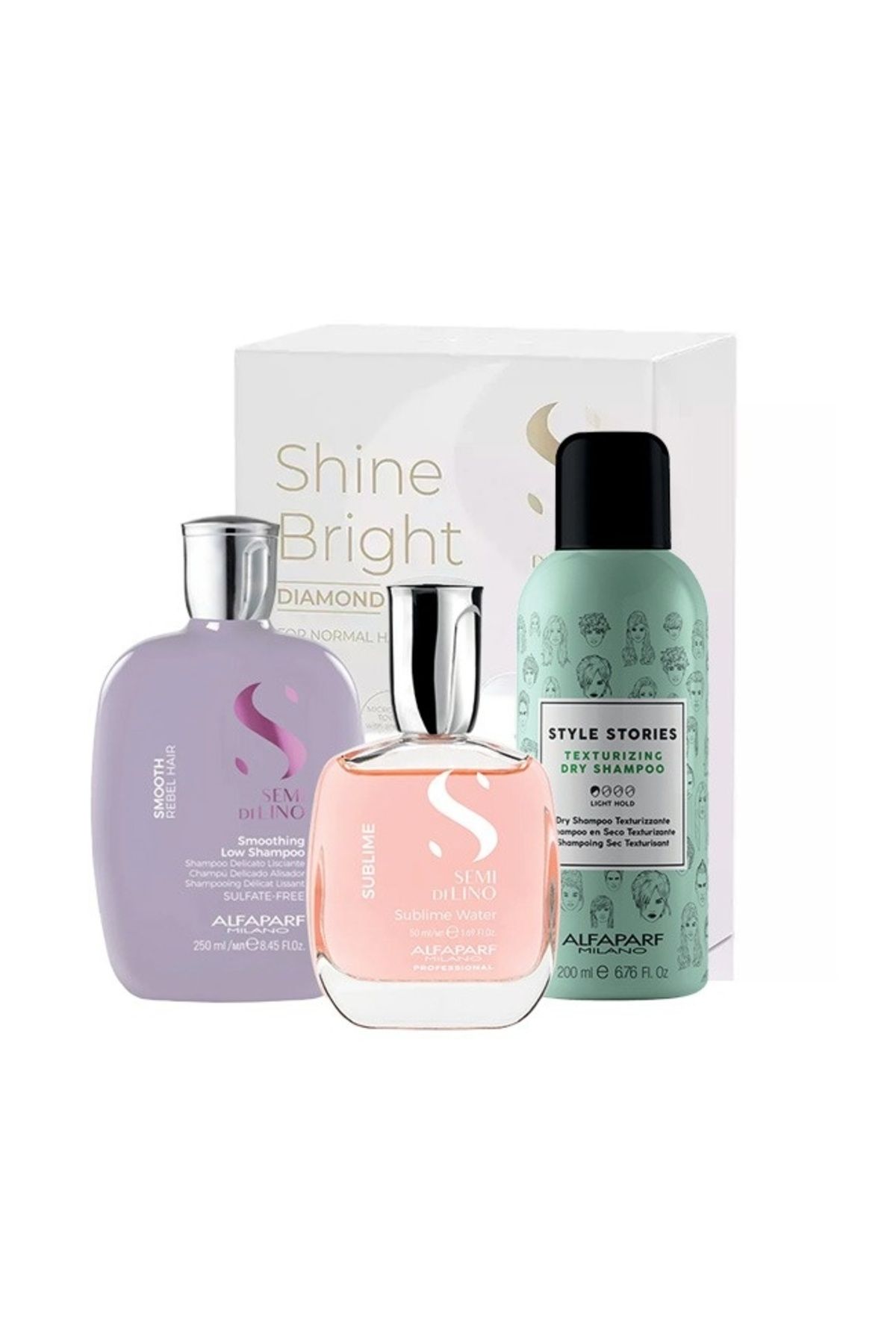 Alfaparf Milano-Șampon Semi Di Lino 250ml Șampon uscat Style Stories 200ml Apă Sublime 50ml 1