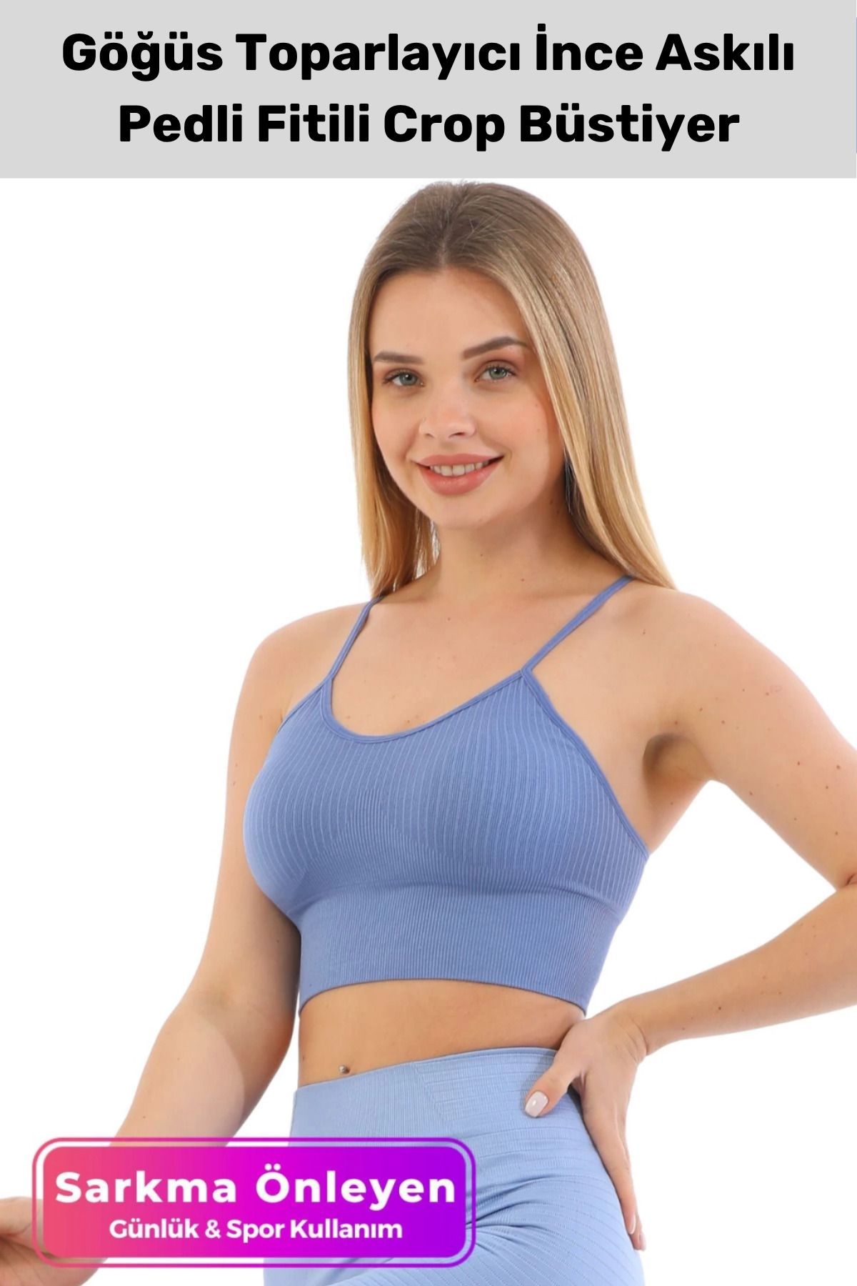 PeraNova Premium Göğüs Toparlayıcı Sarkma Önleyen Spor Günlük İnce Askılı Pedli Fitilli Crop Büstiyer