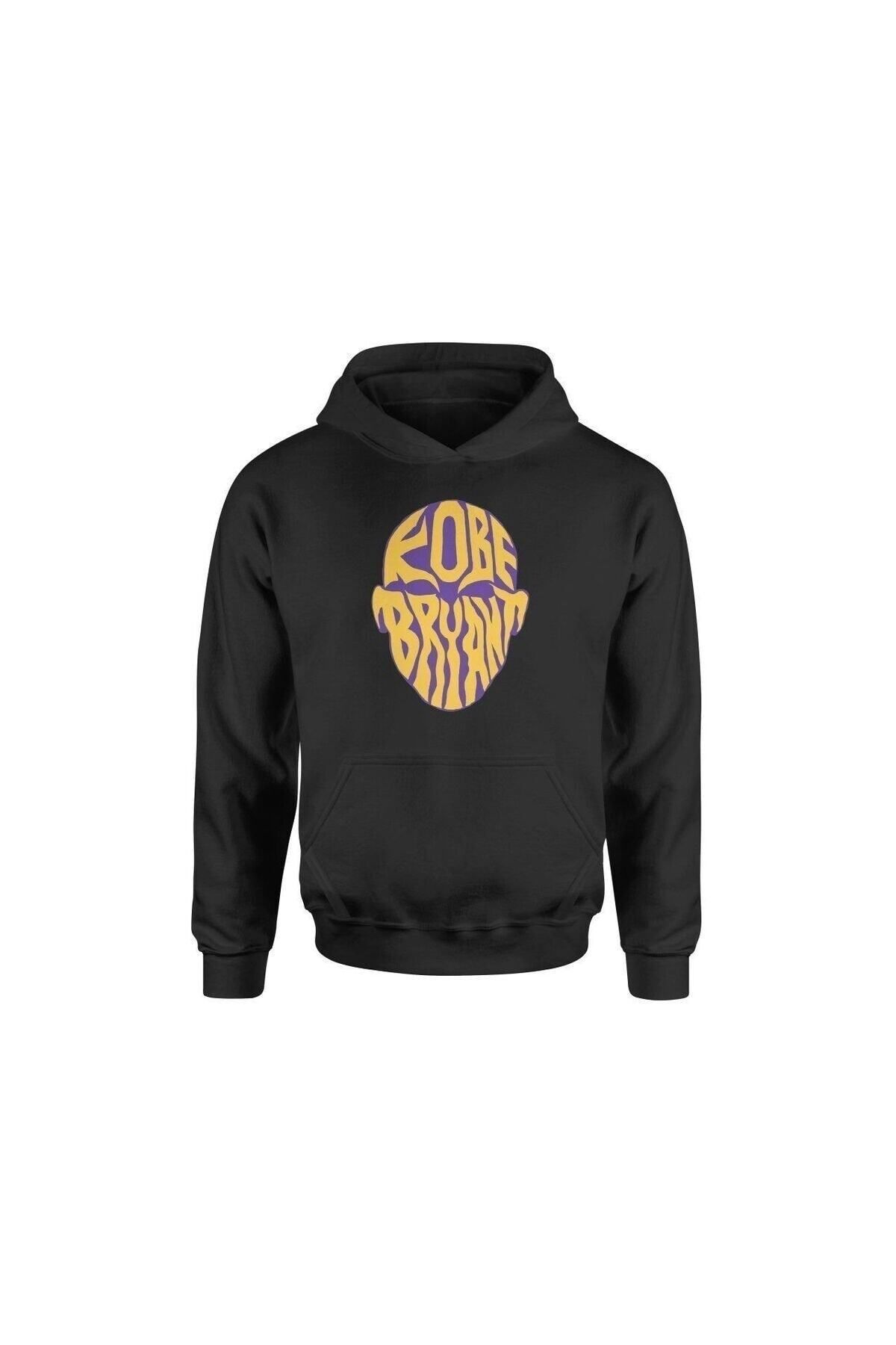 Pisa Art Kobe Text Head Siyah Hoodie