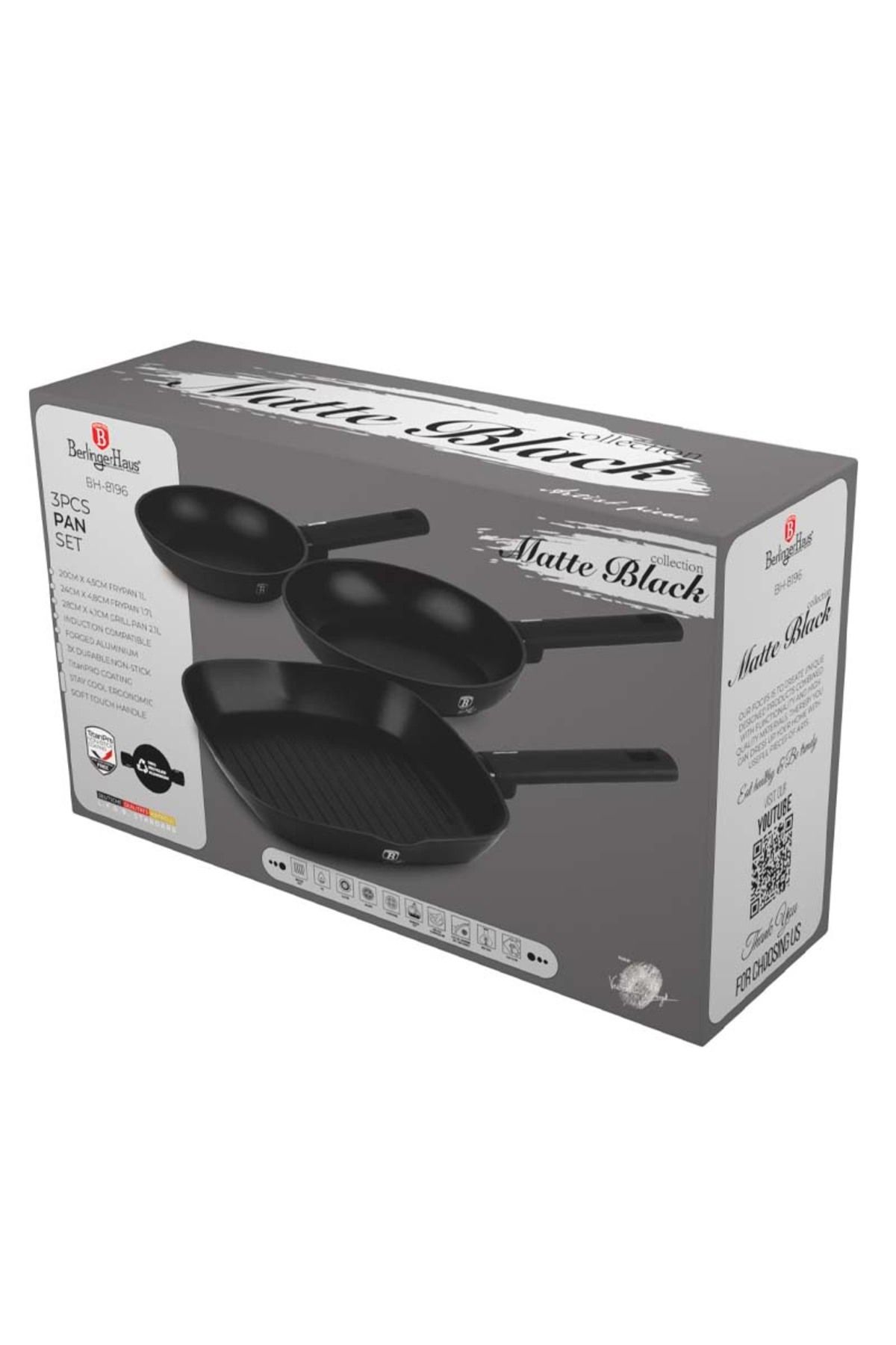 Berlinger Haus-Set of 3 Titanium-Coated Steak Pans Matte Black Collection 2
