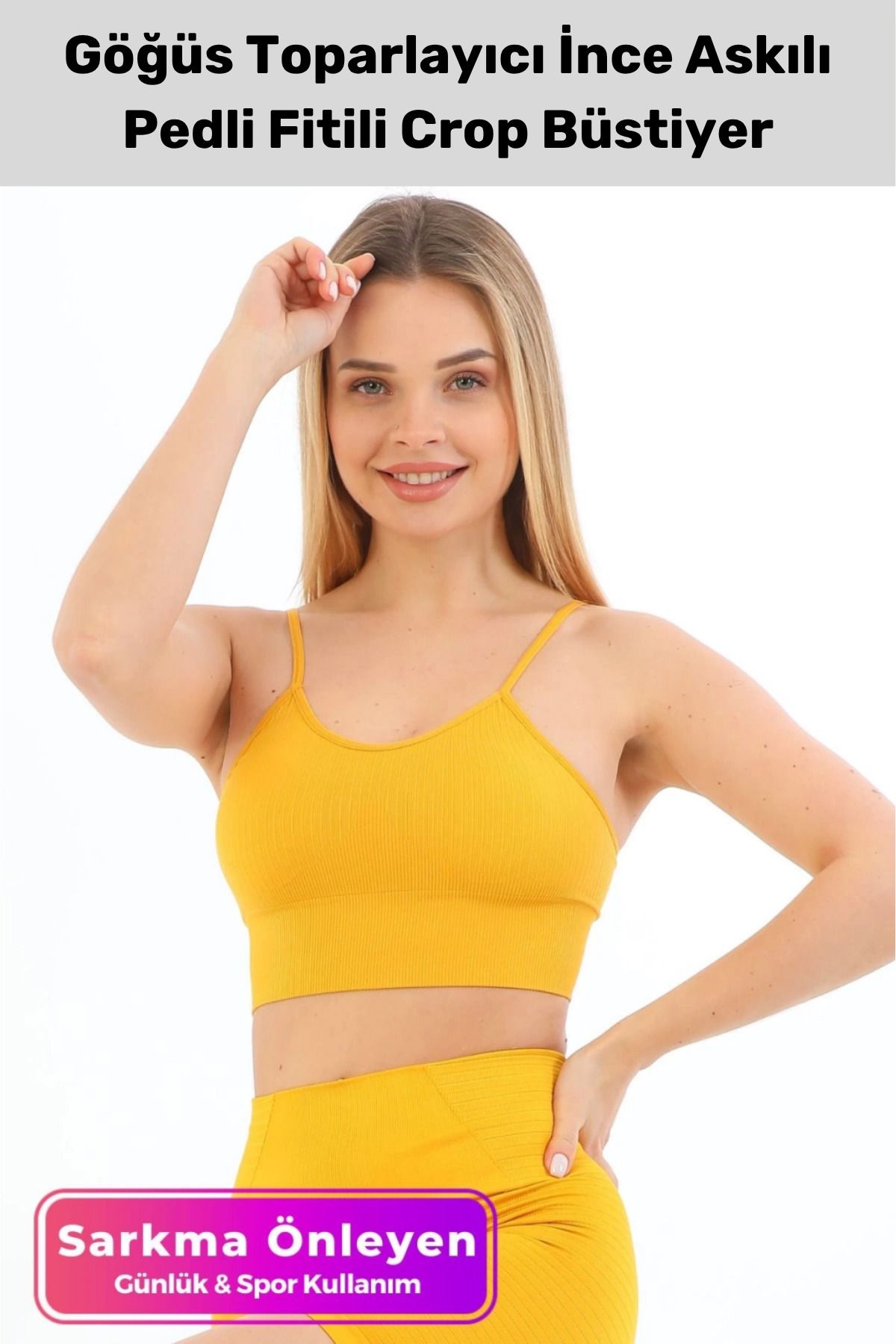 PeraNova Premium Göğüs Toparlayıcı Sarkma Önleyen Spor Günlük İnce Askılı Pedli Fitilli Crop Büstiyer