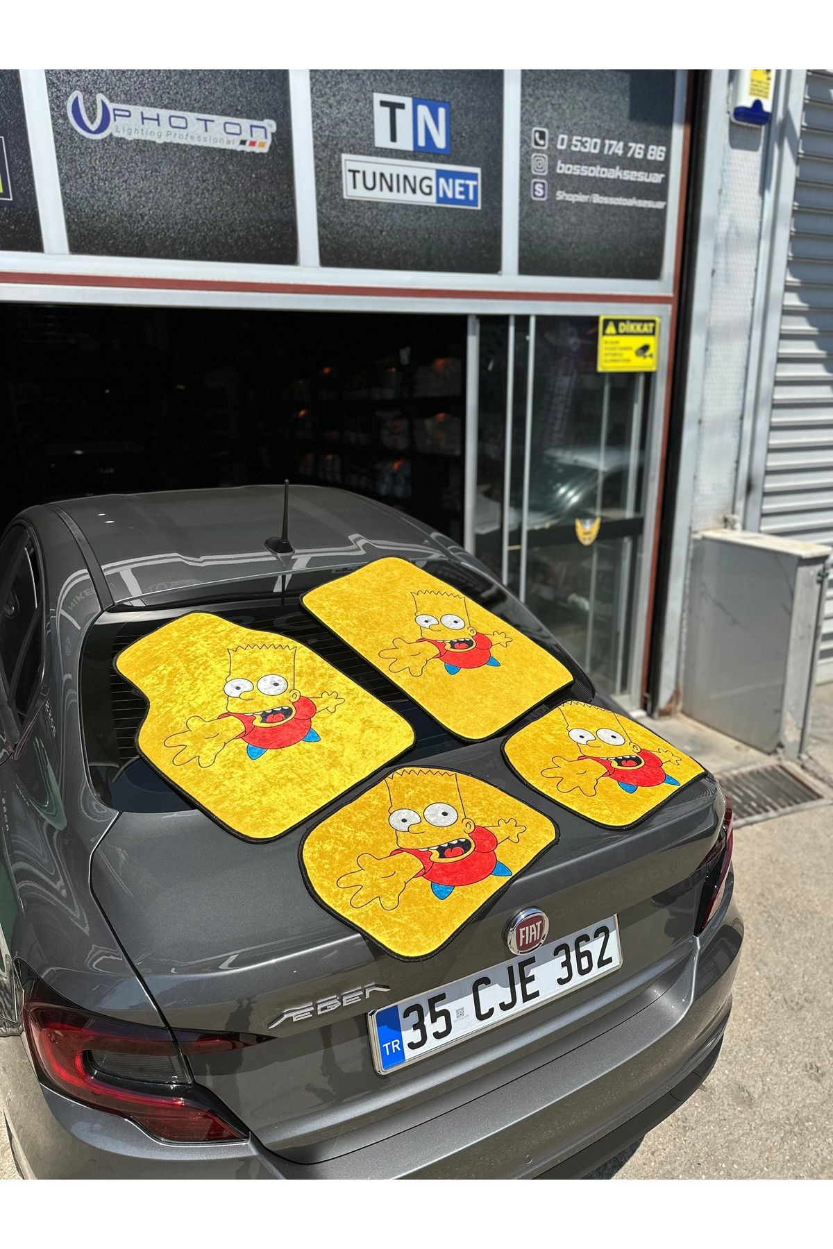 Pro Boss Car Simpson sarı dekor oto halı paspas