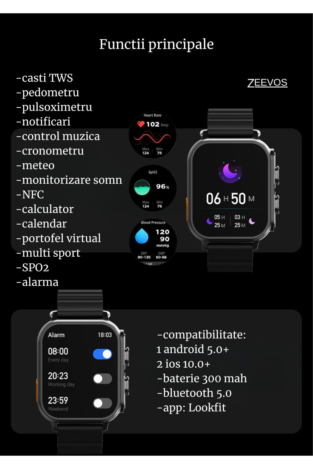zeevos-N22 Smartwatch With Built-in Bluetooth Headphones, Nfc, Bluetooth Call, Notifications, 2