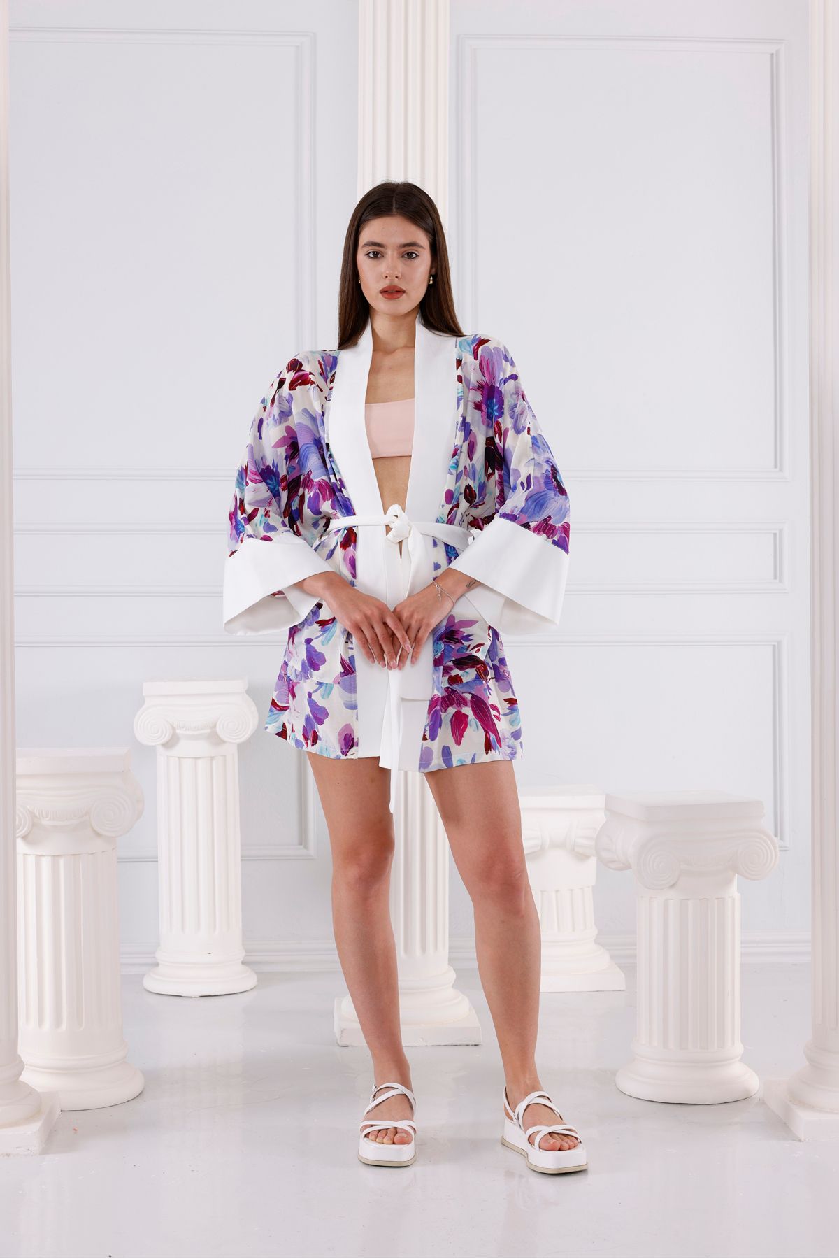 Trend Studio Jesica Vegan İpek CUPRO Kısa Kimono