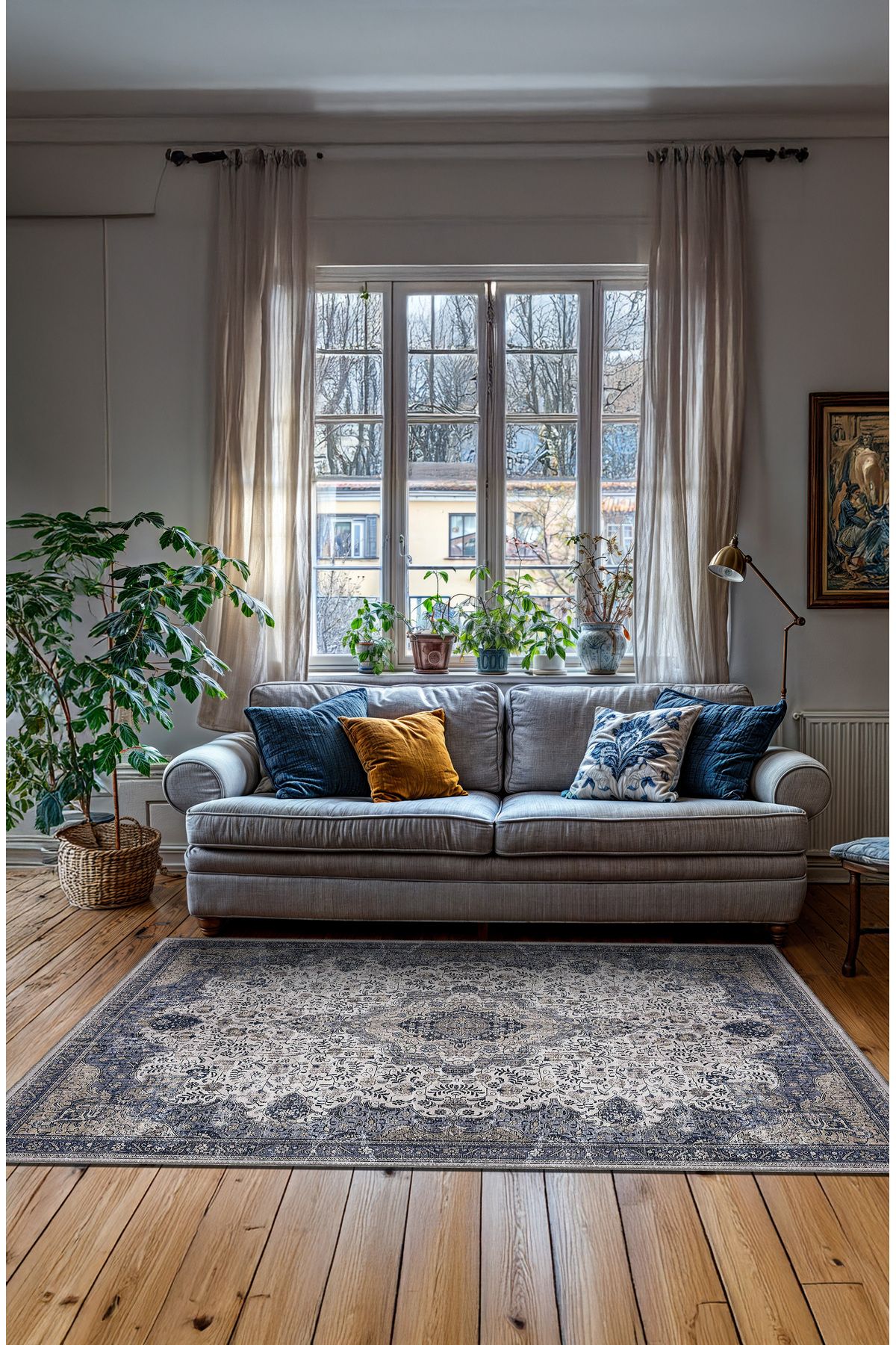 BigArts Home Makinede Yıkanabilir Kaymaz Taban Leke Tutmaz Göbekli Salon Halısı Mutfak Halısı ve Yolluk