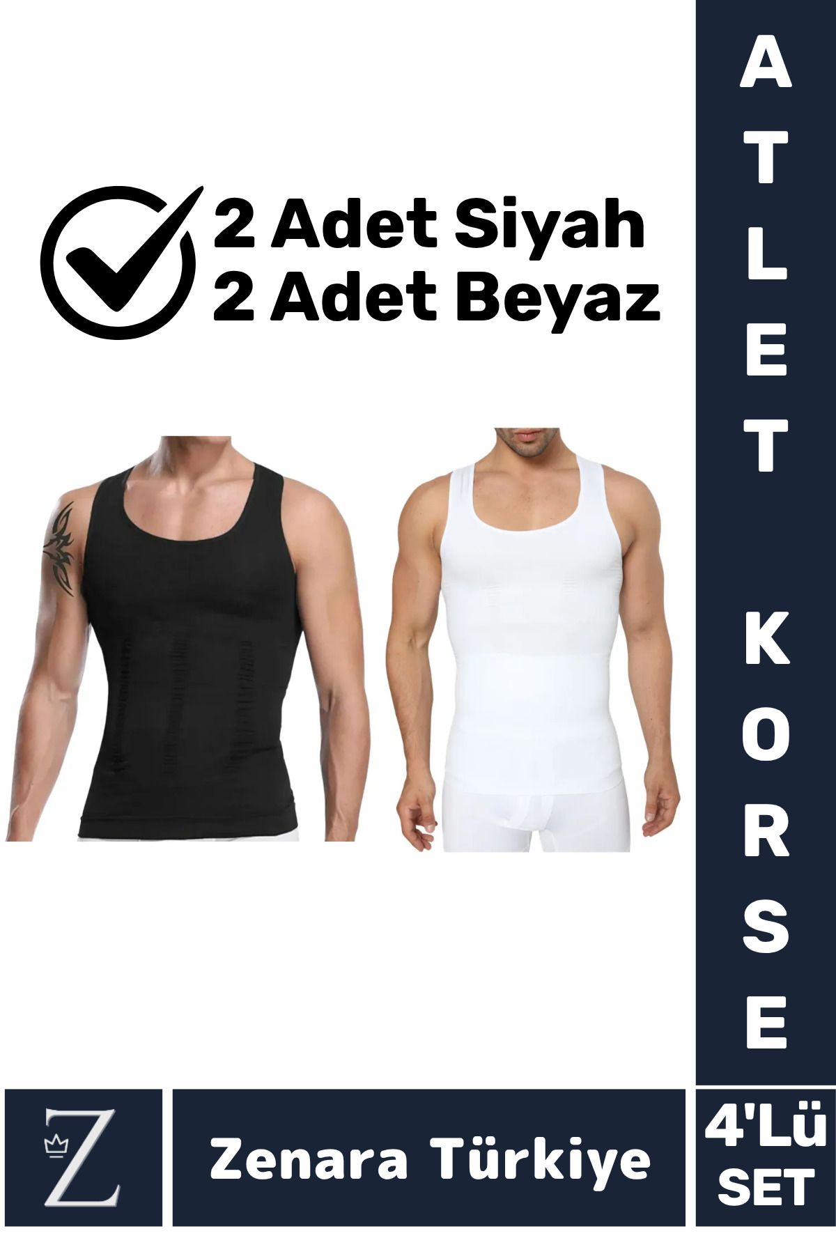 Zenara Jinekomasti Dik Duruş Göbek Göğüs Toparlayan Sıkılaştıran Ultra Elastik Erkek Atlet Korse 4 Adet