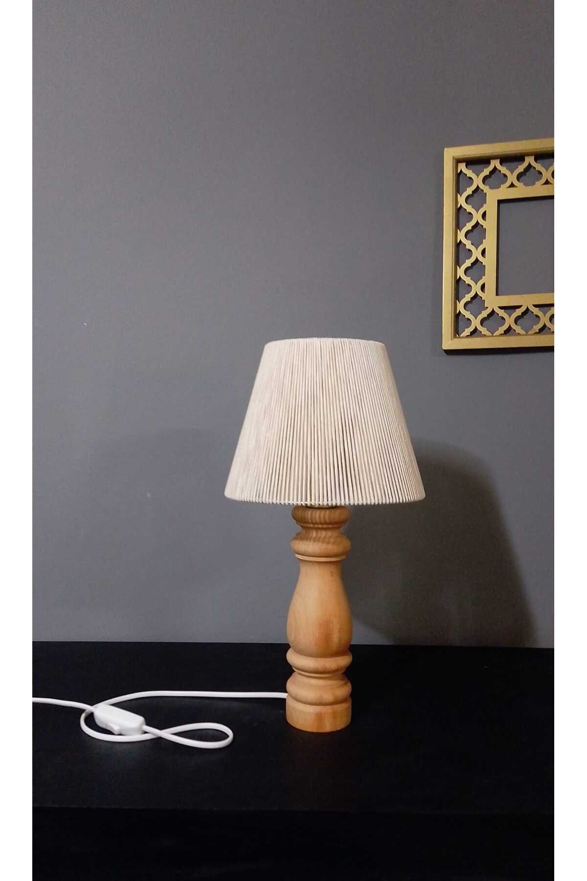 SerenityHaven BÜYÜK ABAJUR MAKROME ABAJUR YATAK ODASI ABAJUR SALON ABAJUR ÇOCUK ODASI ABAJUR AHŞAP ABAJUR