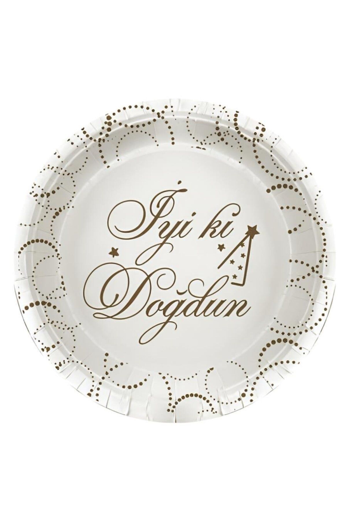 supertrend Süpertrend İyi ki Doğdun Elegant Beyaz Karton Tabak 23cm