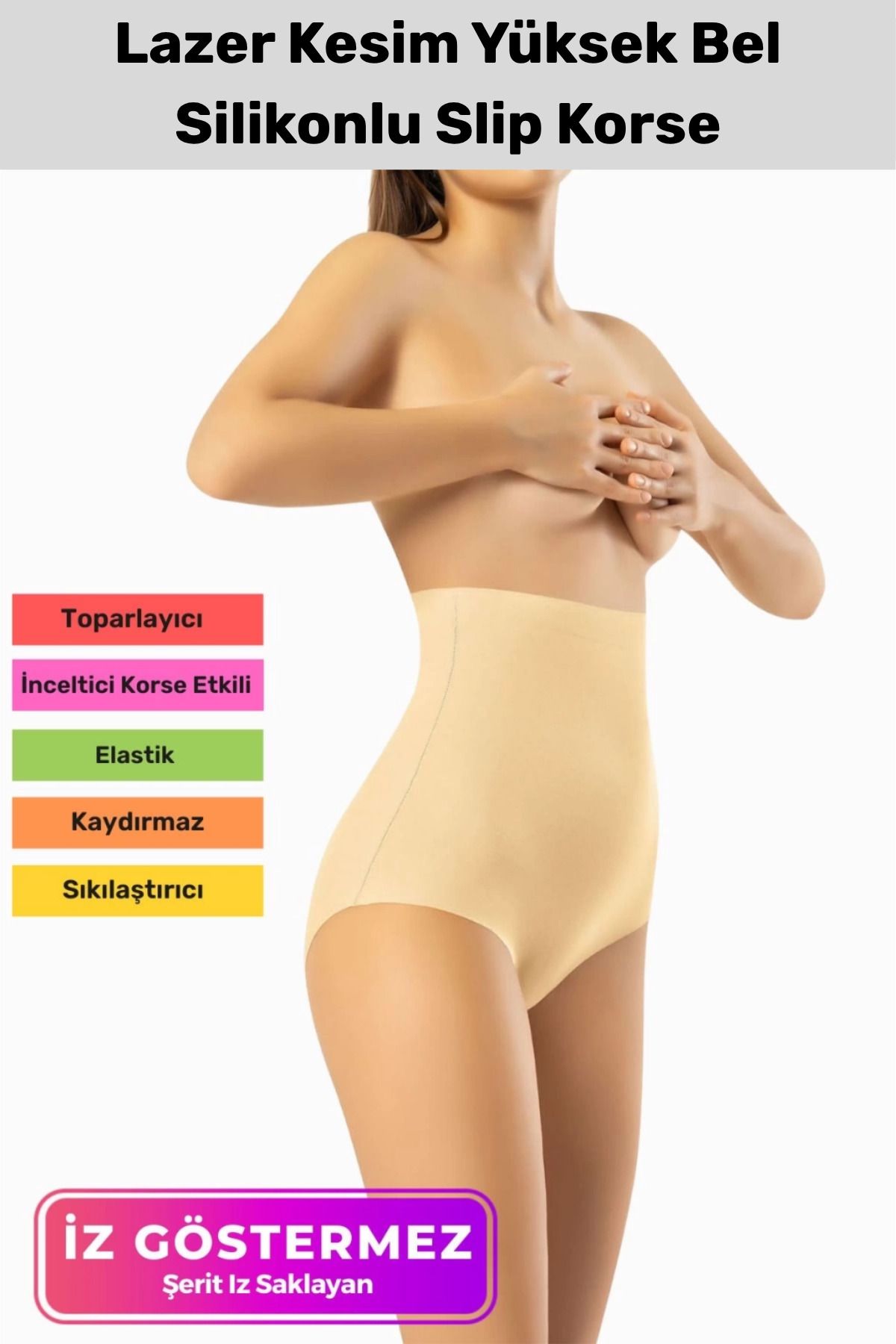 PeraNova Premium İz Göstermeyen Göbek Sıkılaştırıcı Popo Toparlayıcı Lazer Kesim Silikonlu Slip Korse Flex
