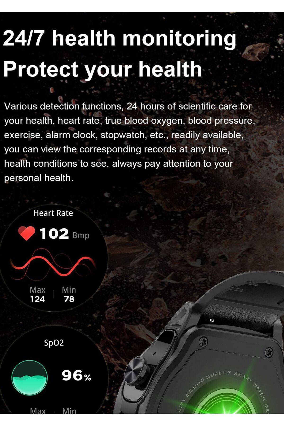 zeevos-smartwatch with built-in Bluetooth headphones, NFC, Bluetooth call, notifications, 9
