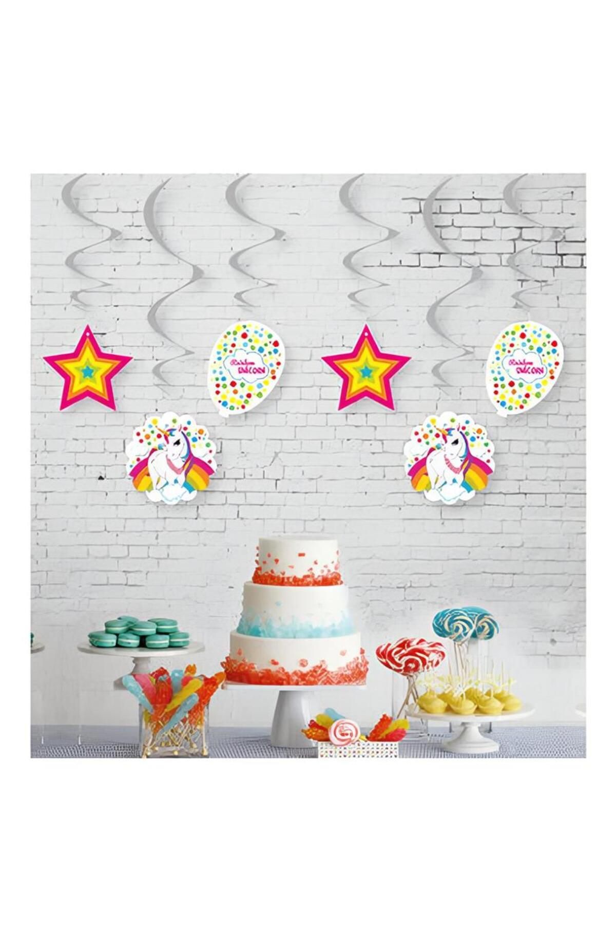 playzone Rainbow Unicorn Spiral Kağıt Sarkıt Süs