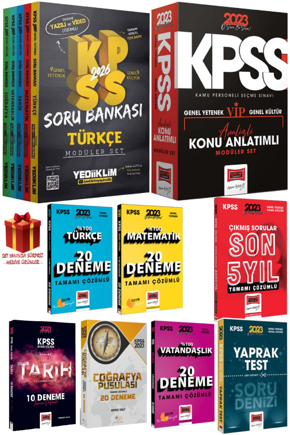 Yediiklim Yayınları 2026 Yediiklim KPSS Soru Bankası Modüler Set+Yargı Konu Anlatım Modüler Set+Deneme+Çıkmış S+Yaprak