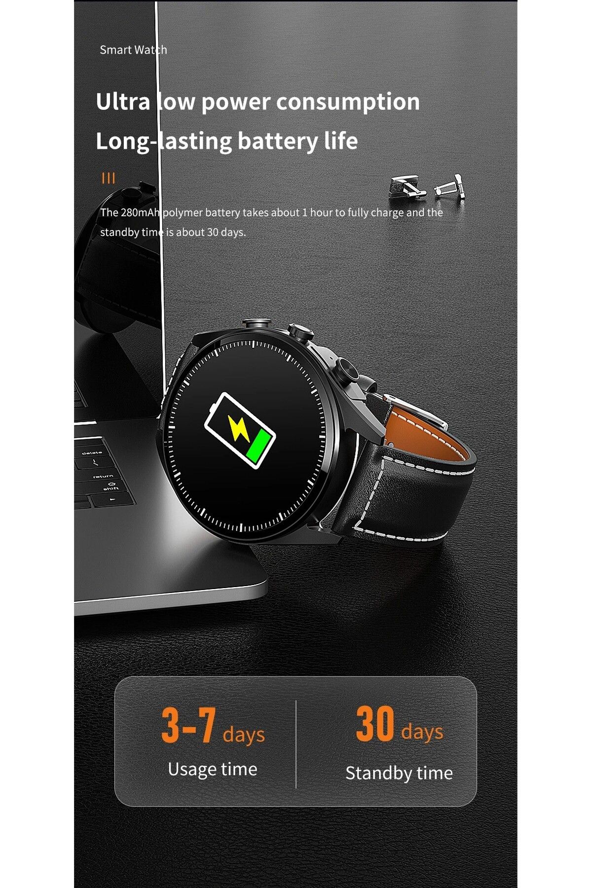 zeevos-f26 smartwatch with built-in Bluetooth headphones, NFC, 4G internal memory, Bluetooth call, 5