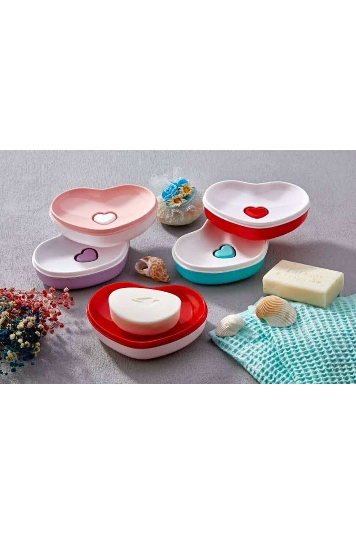 EbruliHomeArt Kalp Desen Katı Sabunluk