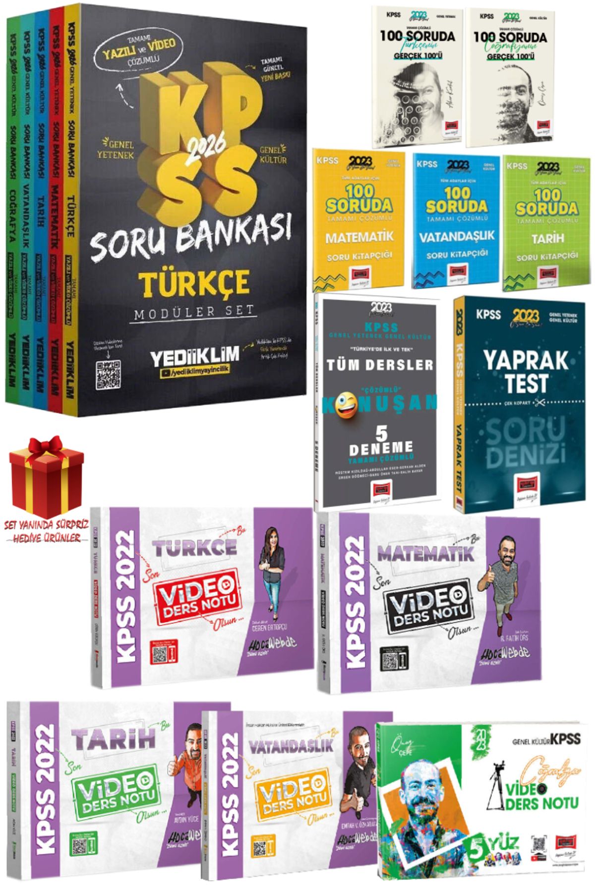 Yediiklim Yayınları 2026 Yediiklim KPSS Soru Bankası Modüler Set+Yargı 100 Soruda Seti+Deneme+Yaprak+Konu Anlatım
