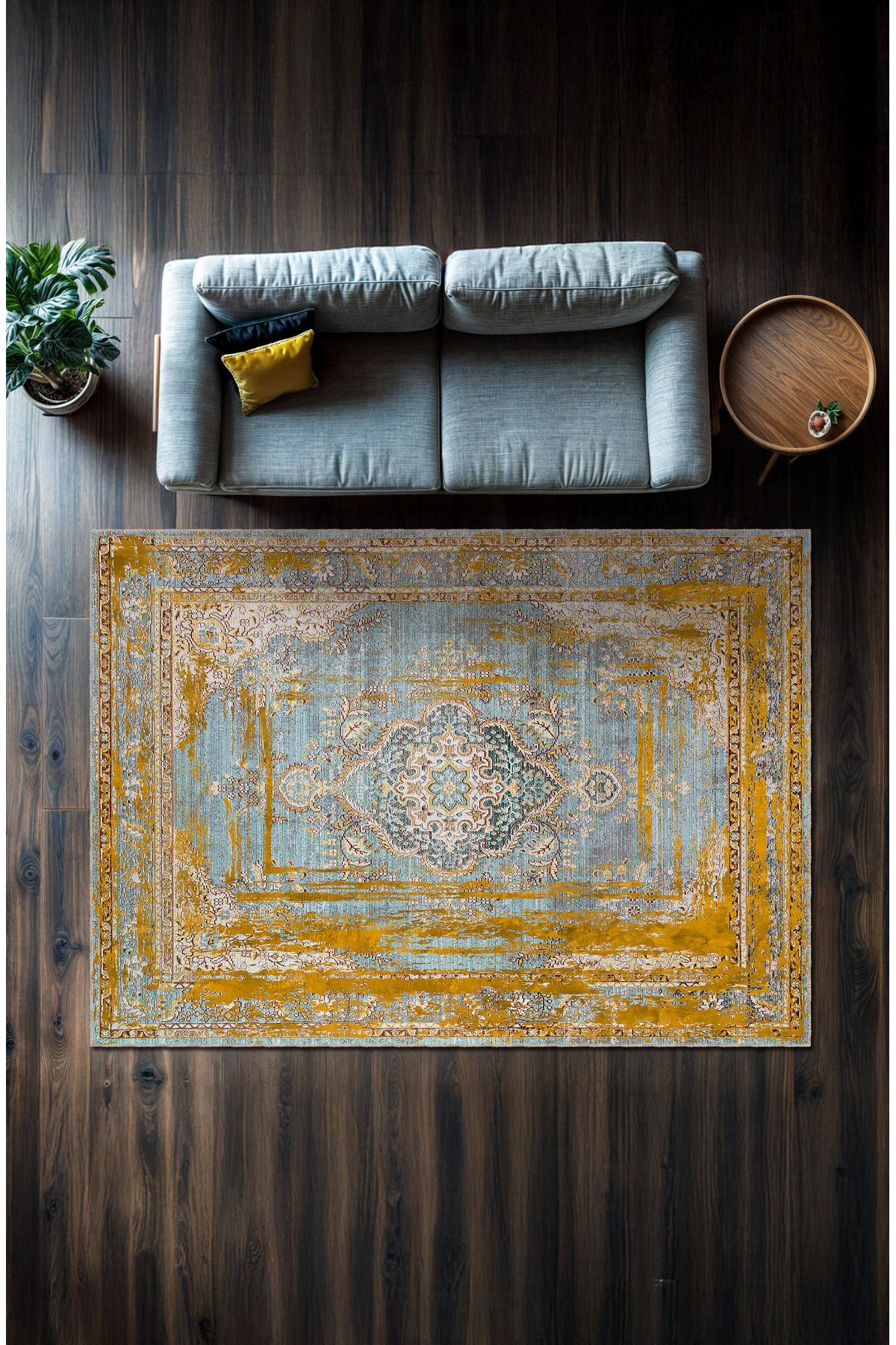 BigArts Home Makinede Yıkanabilir Kaymaz Taban Leke Tutmaz Etnik Salon Halısı Mutfak Halısı ve Yolluk