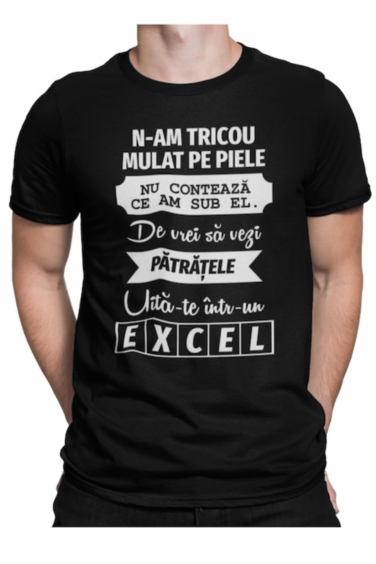 adler-Custom humorous T-shirt for men, 'If you want to see squares, look in Excel', M, Black 2