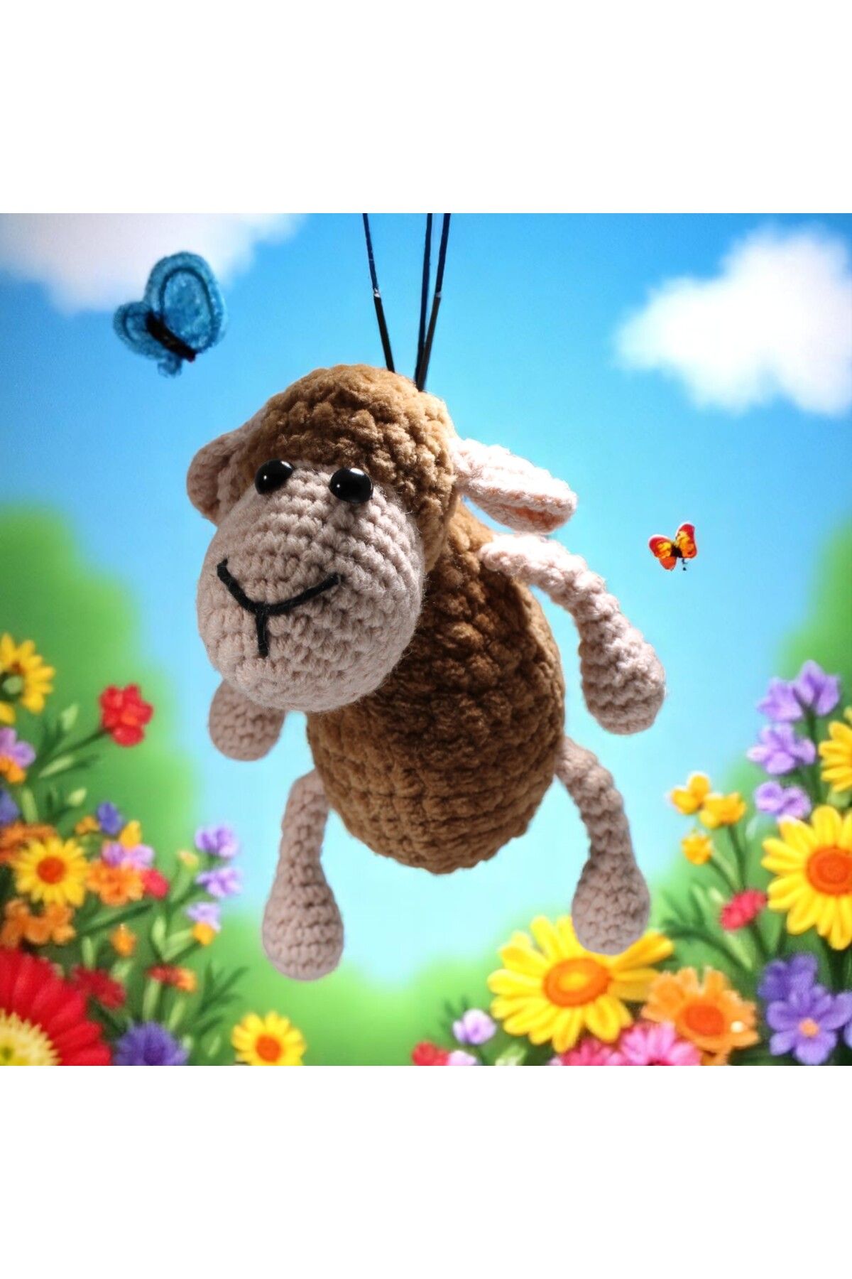 DEHNA El Yapımı Amigurumi Kuzu Çanta Askısı | Sevimli Çanta Süsü