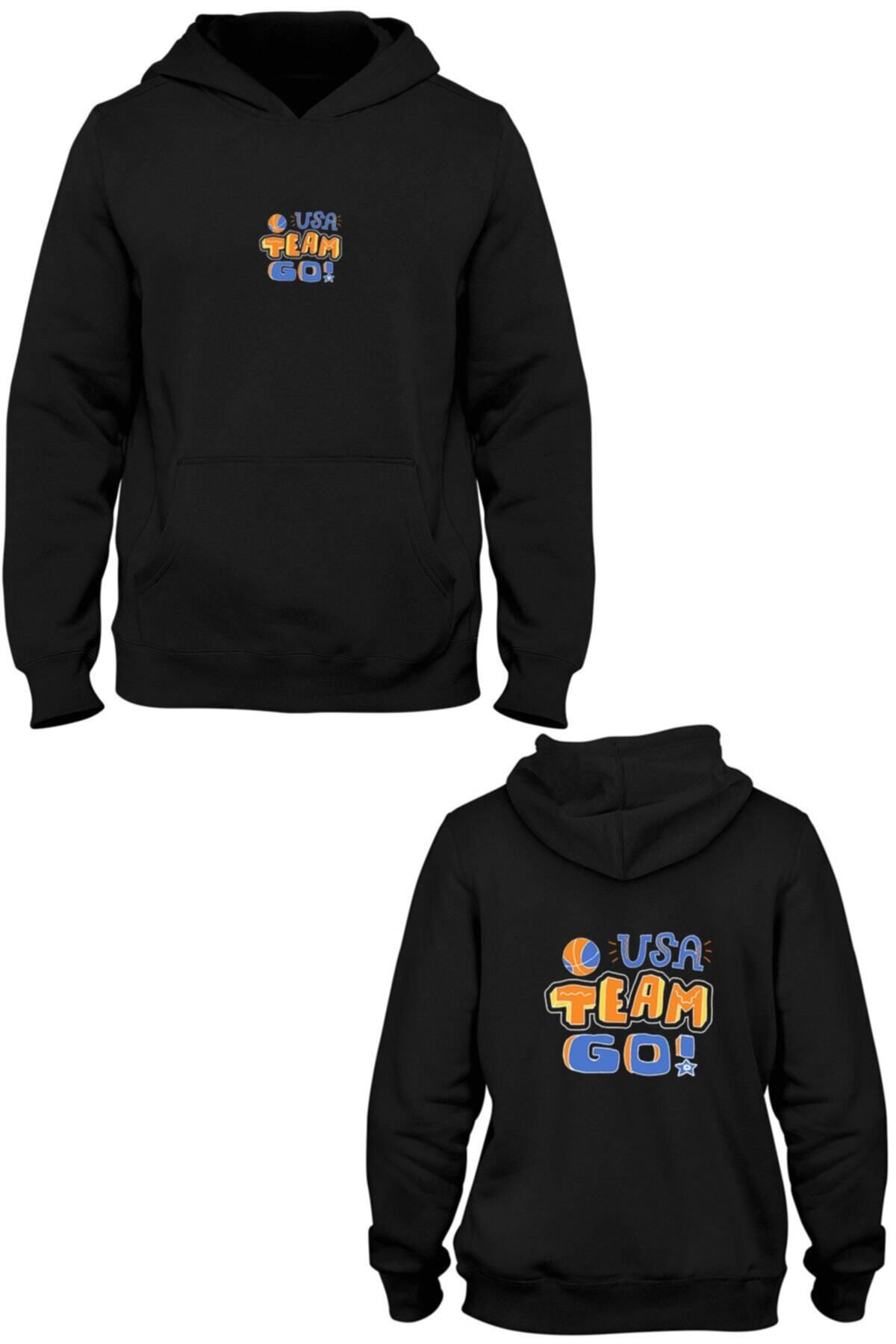 Pisa Art Usa Team Go Ön Arka Baskılı Kanguru Cepli Kapşonlu Sweatshirt Bll2053