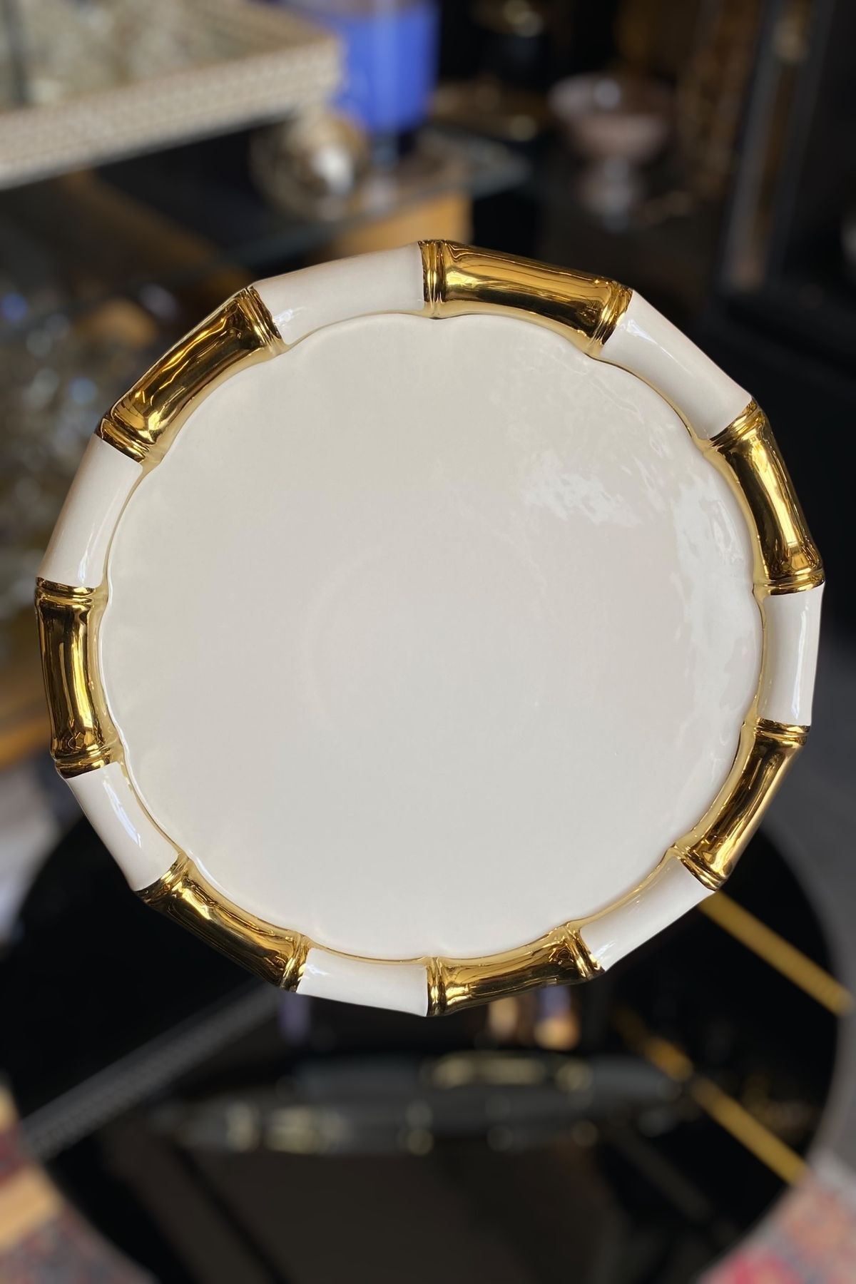 LEMİ DEKORASYON Gold Detaylı Porselen Bambu Sunumluk