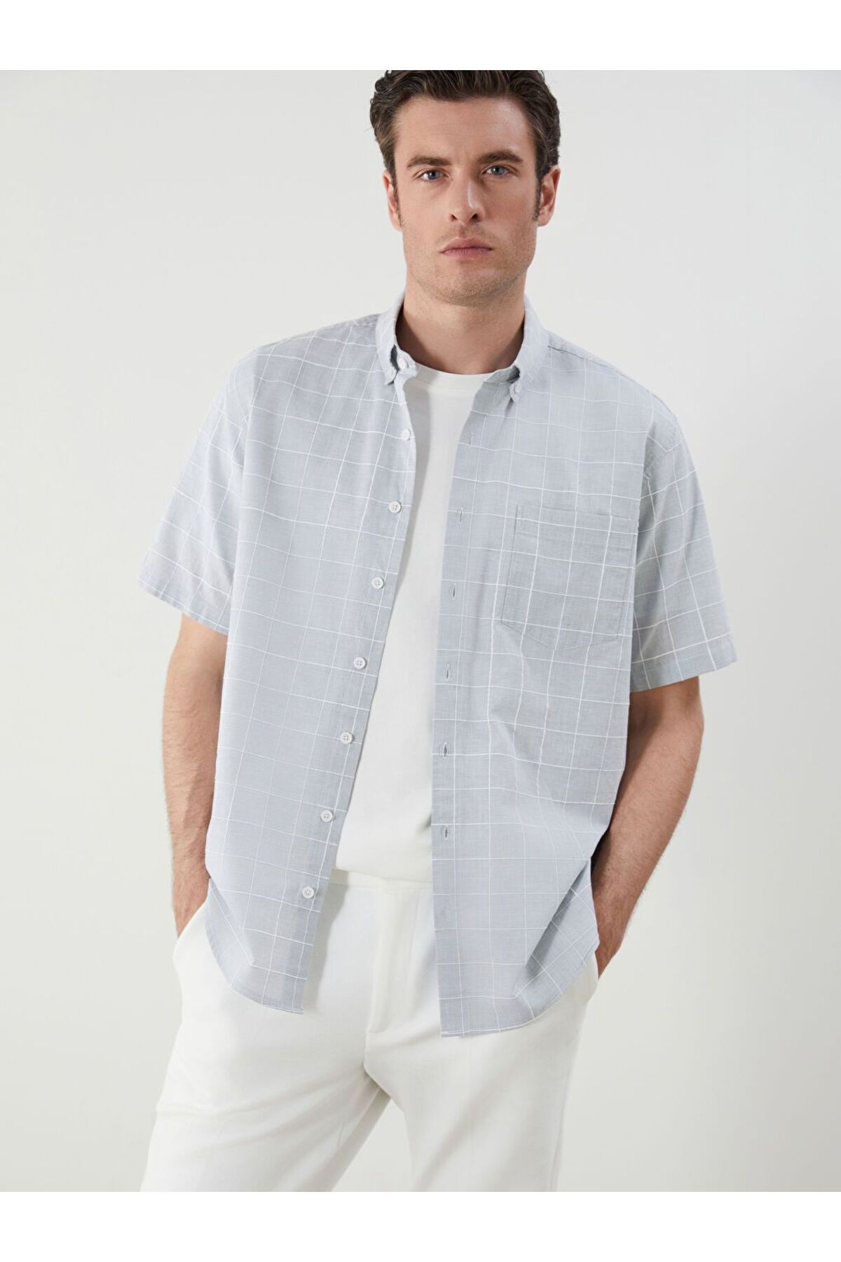 LC Waikiki SOUTHBLUE Regular Fit Kısa Kollu Keten Erkek Gömlek