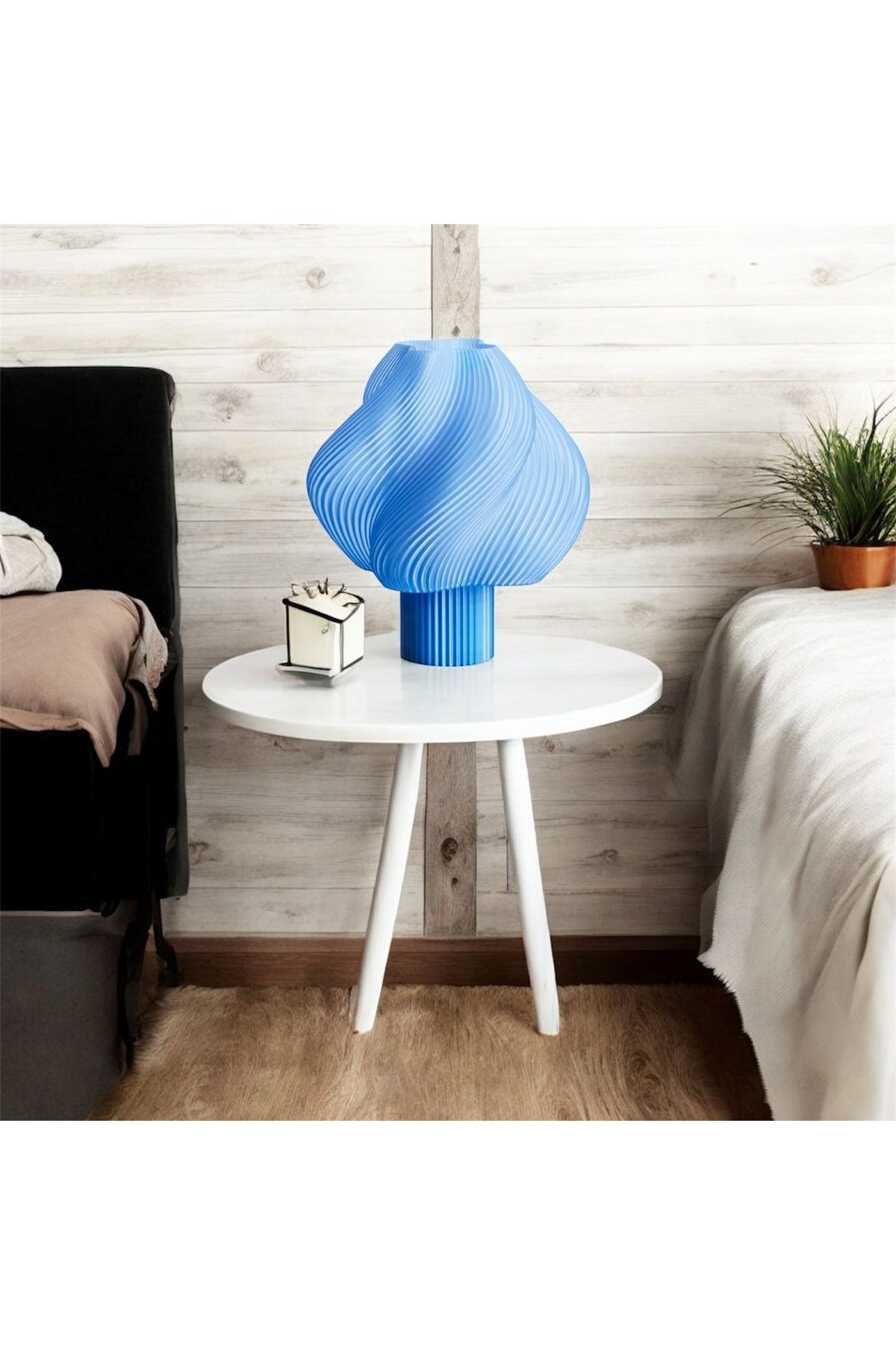 SerenityHaven Aura Modern Sarı Abajur, Modern Masa Lambası, Ev ve Ofis Abajur Modeli, Mavi Abajur Modeli