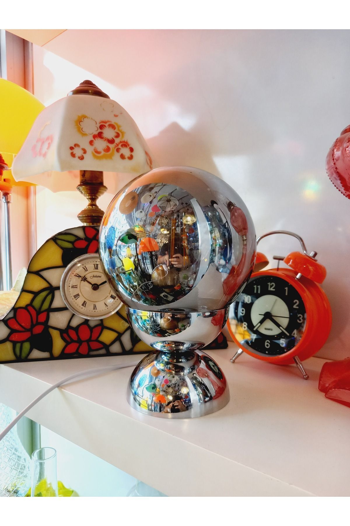 SerenityHaven Space Age Abajur Masa Lambası Tesla Style Popart Dizayn Cam Modern Başucu Lambası