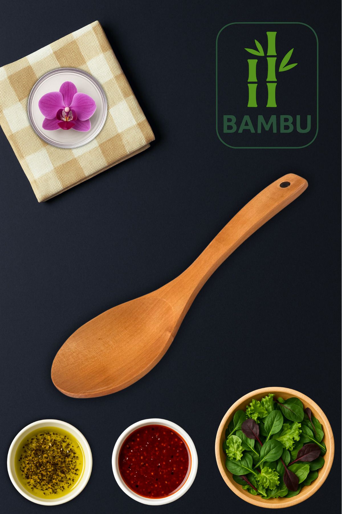 Ülgenev 1 Adet 26 Cm Eğri Bambu Pilav Kaşığı – Doğal, Dayanıklı, Çizme Yapmaz, Ergonomik Tasarım