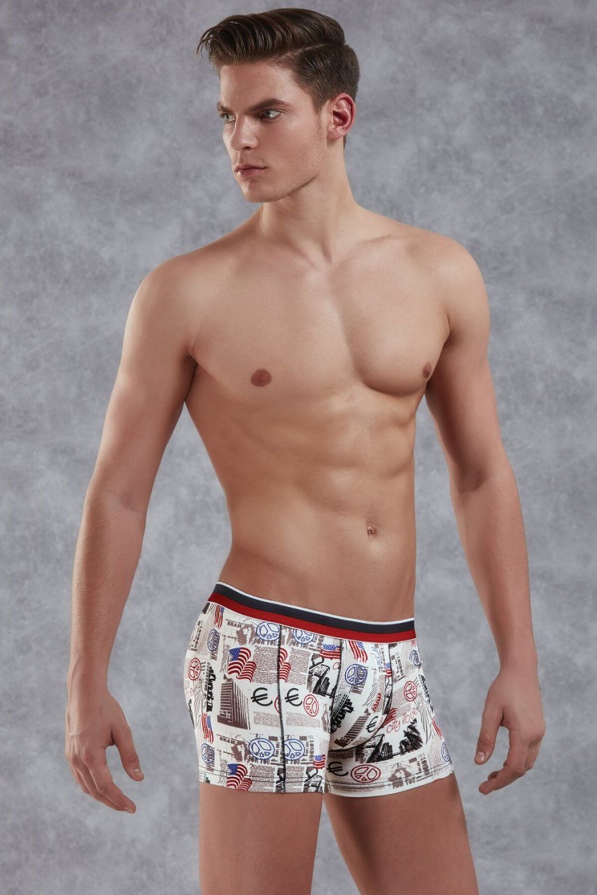 NazikEndam Dore anse Erkek Modal Çok Renkli Baskılıı Torbalı Normal Paça Boxer 1890