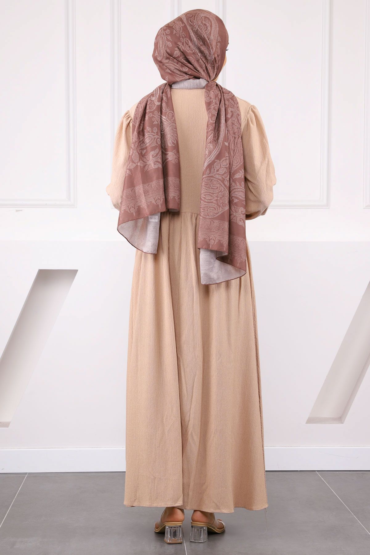 İmajButik-Rochie Wrap Wrap cu mâneci de nurcă și guler elastic 3