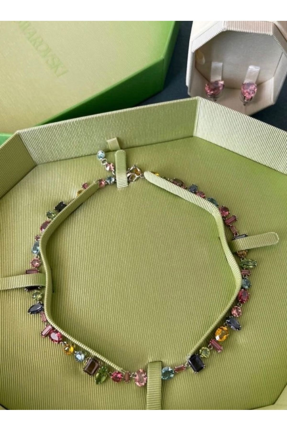 ArtBDesign Renkli Taşlı Çelik Gema Kolye