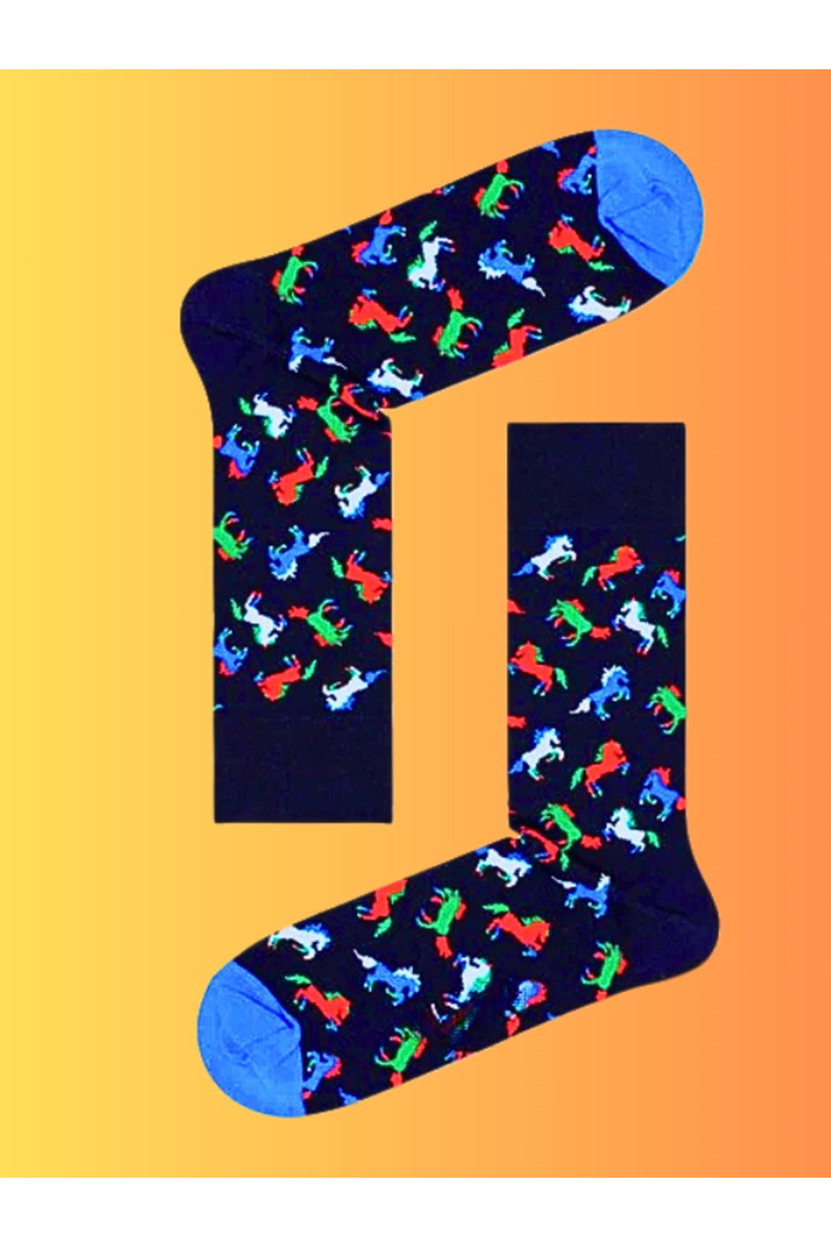 Shuttle Park Özel Seri Happy Renkli Horse At Desenli Socks Eğlenceli Rahat Tasarım Tarz Soket Dikişsiz Çorap