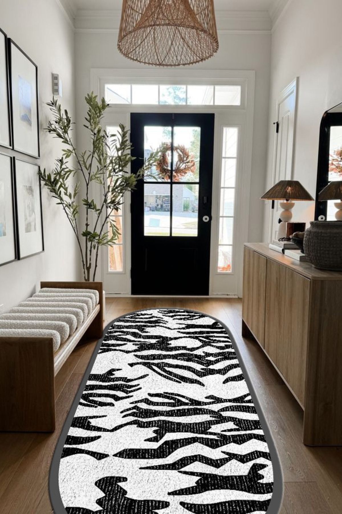 DERAS HOME Dijital Baskı Yıkanabilir Kaymaz Taban Yolluk Mutfak Halısı