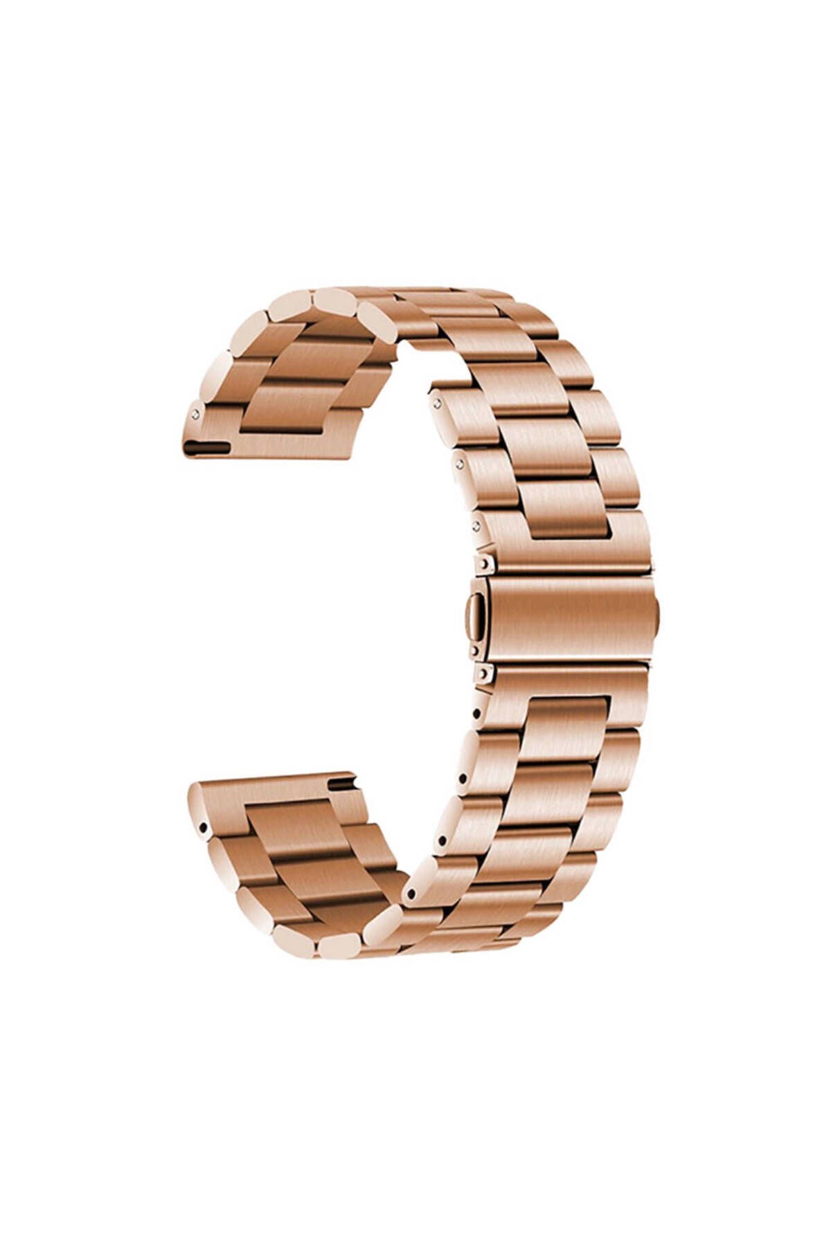Kılıfist Xiaomi Amazfit Pace KLFS Band-04 22mm Metal Kordon-Rose Gold