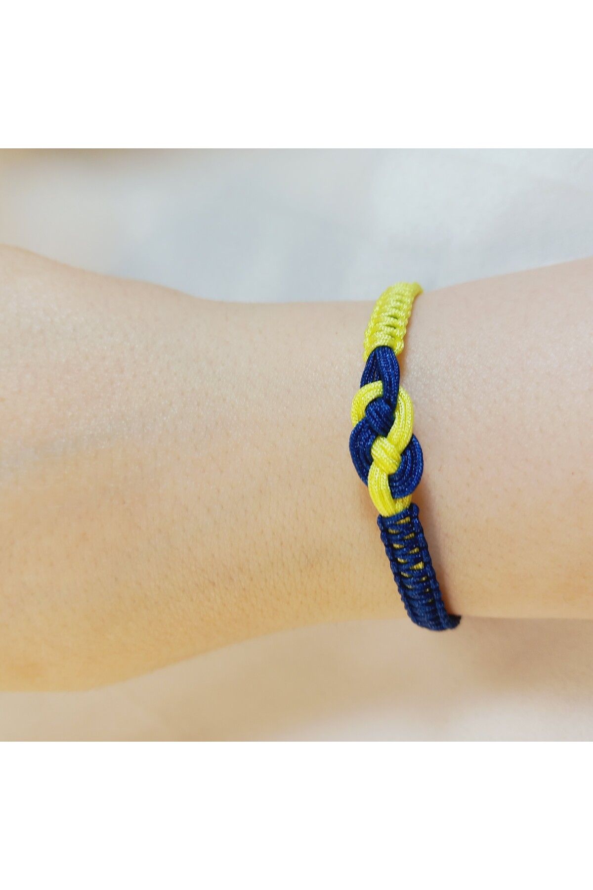 Crystal Atelier Sonsuzluk Figürlü Örgü Makrome Bileklik-Fenerbahçe Taraftar Serisi-Sarı Lacivert FB Bileklik