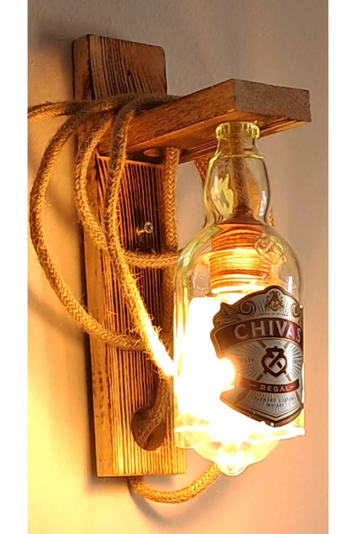 SerenityHaven Duvar Tipi Ahşap Aplik, Duvar Lambası, Dekoratif Lamba (ÖZEL SERİ ŞİŞE)