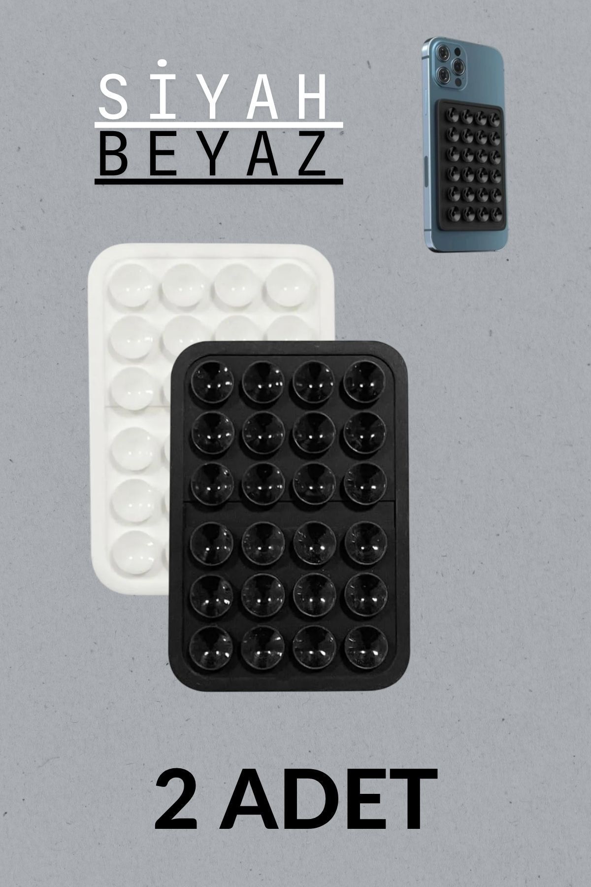 Osqar Silikon Vantuzlu Telefon Tutacağı 24 Vantuzlu 1 Paket Yapışkanlı Cep Telefonu Tutucu 2 renk Mıknatıs