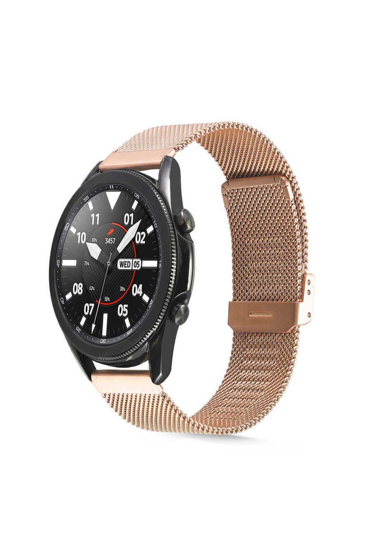 Kılıfist Gear S3 Uyumlu KRD-45 22mm Metal KLFS Kordon-Rose Gold