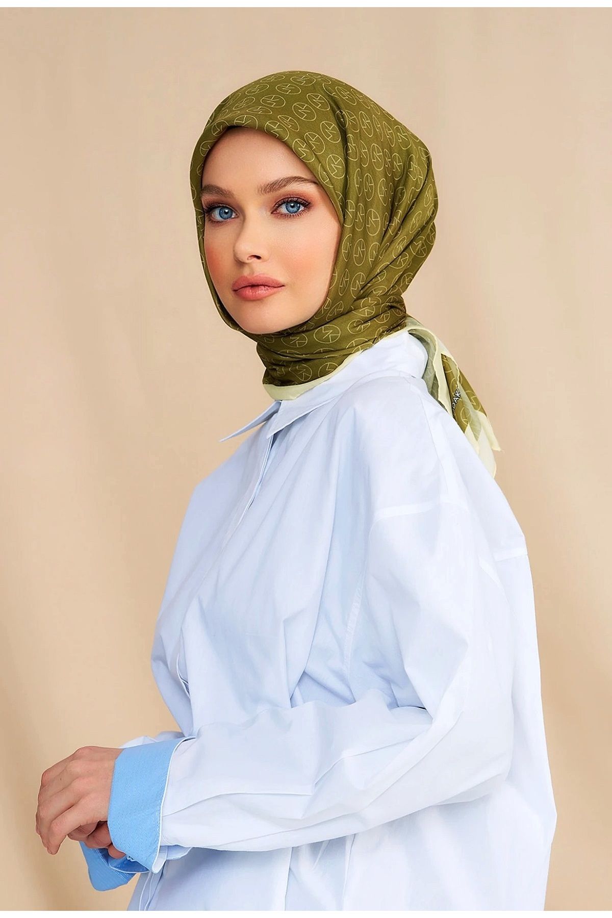 MODA MONOGRAM MK DESEN PAMUK EŞARP